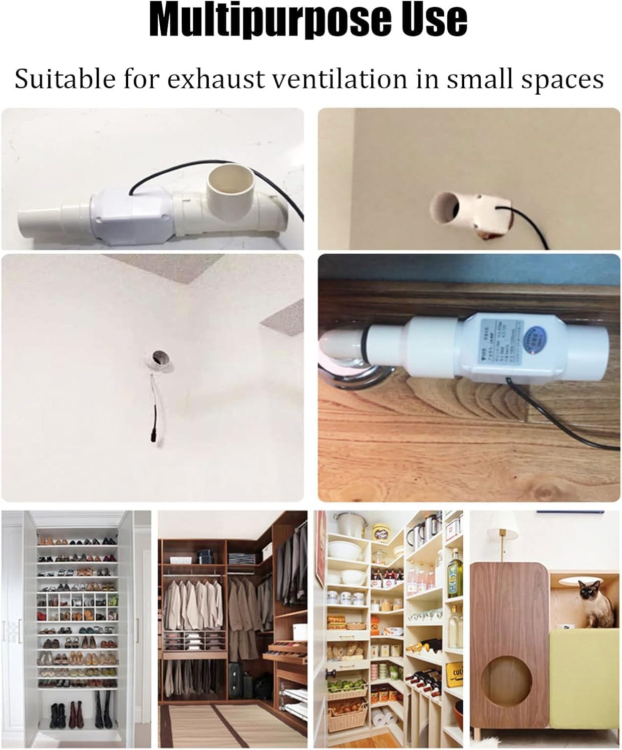 1 inch 2 inch Inline Duct Fan Booster Ventilation Fan Indoor Vent Blower Air Vent Exhaust Fan for Greenhouse Bathroom Tent Basement Attic Kitchen Pet House (with Speed Controller)