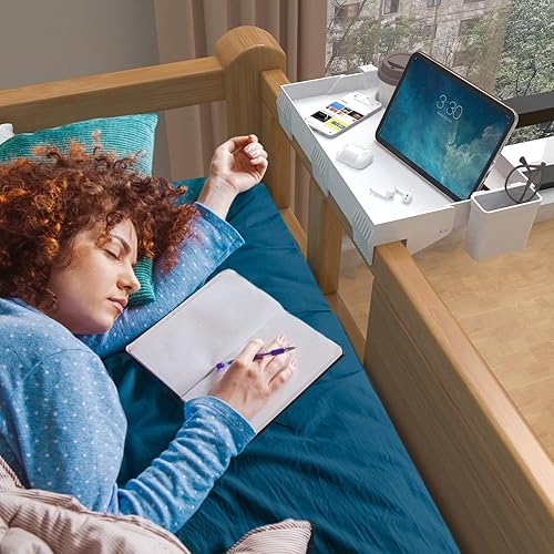 Miniatura 7 de Ronlap Estante plegable para mesita de noche, organizador de litera para litera superior, mesita de noche con clip para dormitorio universitario,