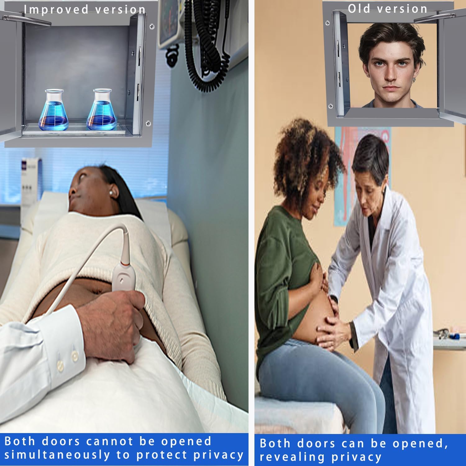 Pass Through Specimen Cabinet Window Pass Through Specimen Box with Pass Tray and Dual Sided Access Doors Stainless Steel