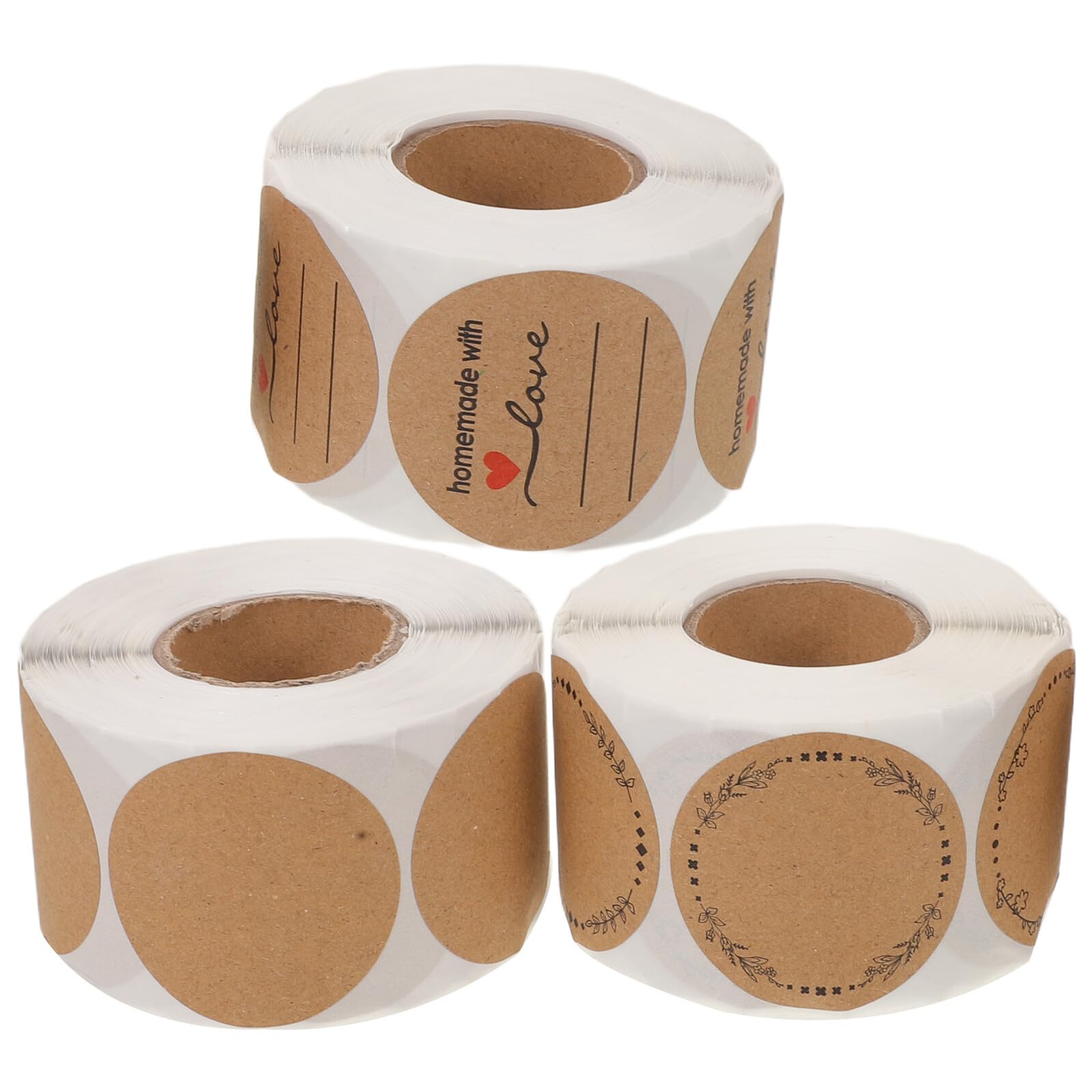 Lurrose 3pezzi Etichette Adesive Rotonde in Carta Kraft Autoadesive Per Sigilli Di Buste, Barattoli e Scatole Di Imballaggio