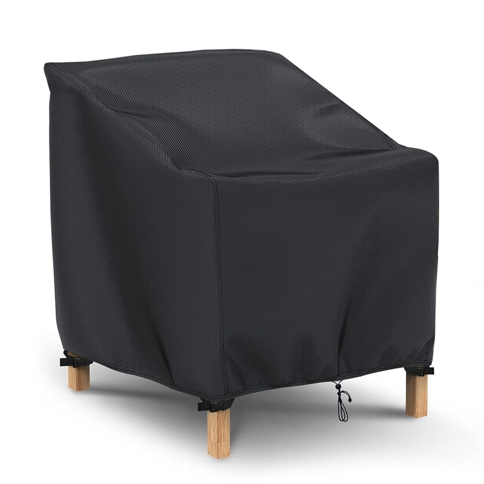 Larger Garden Stacking Chair Cover Waterproof with Drawstring Reclining Outdoor Chair Cover Windproof Anti-UV 420D Oxford Patio Chair Storage Covers