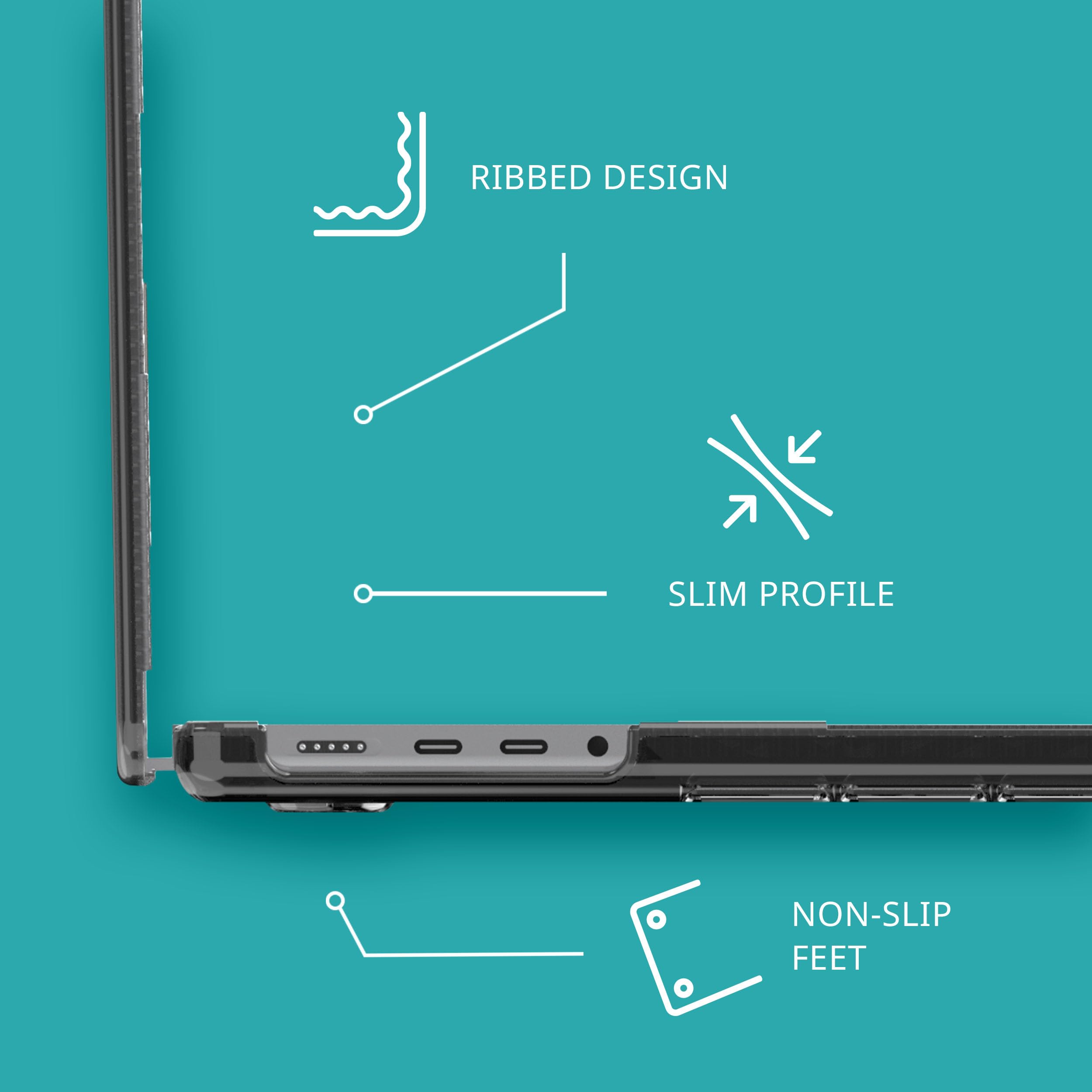 Tech21 Evo Tint Hülle Für MacBook Pro 13 Zoll (2020) | Ash Farbton, Stoßfest & Ultradünn | Mit Rutschfesten Füßen