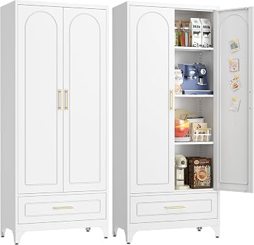 UNICOLY Pantry Kitchen Cabinet with Drawer, 75" Tall Pantry Storage Cabinet