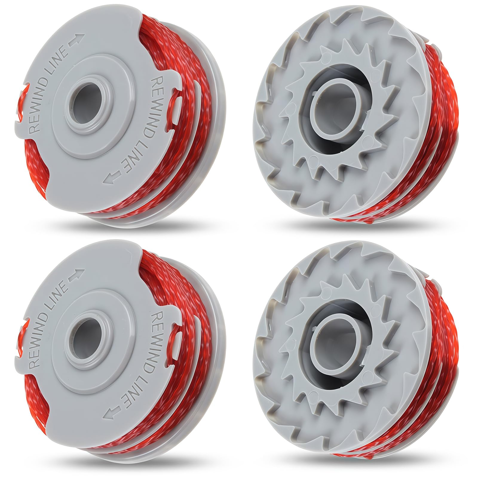Doodlewitz 4PCS Replacement Strimmer Spools Compatible with Fly-mo Po-wer/Mi-ni/T-rim Grass Trimmer, Strimmer Spool Line, Double Autofeed, Upgrade Wire