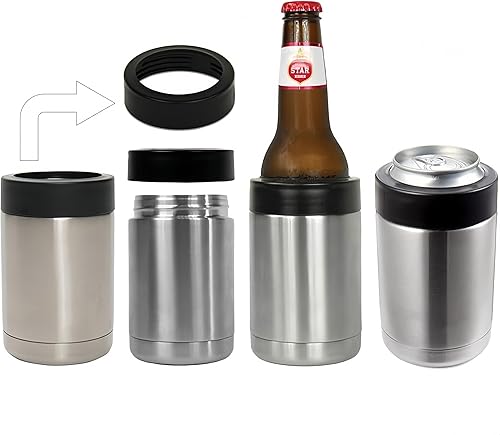 Miniatura 9 de Aislador de latas y botellas de cerveza 3 en 1, enfriador de latas aislado de acero inoxidable de doble pared, soporte para botellas de cerveza de