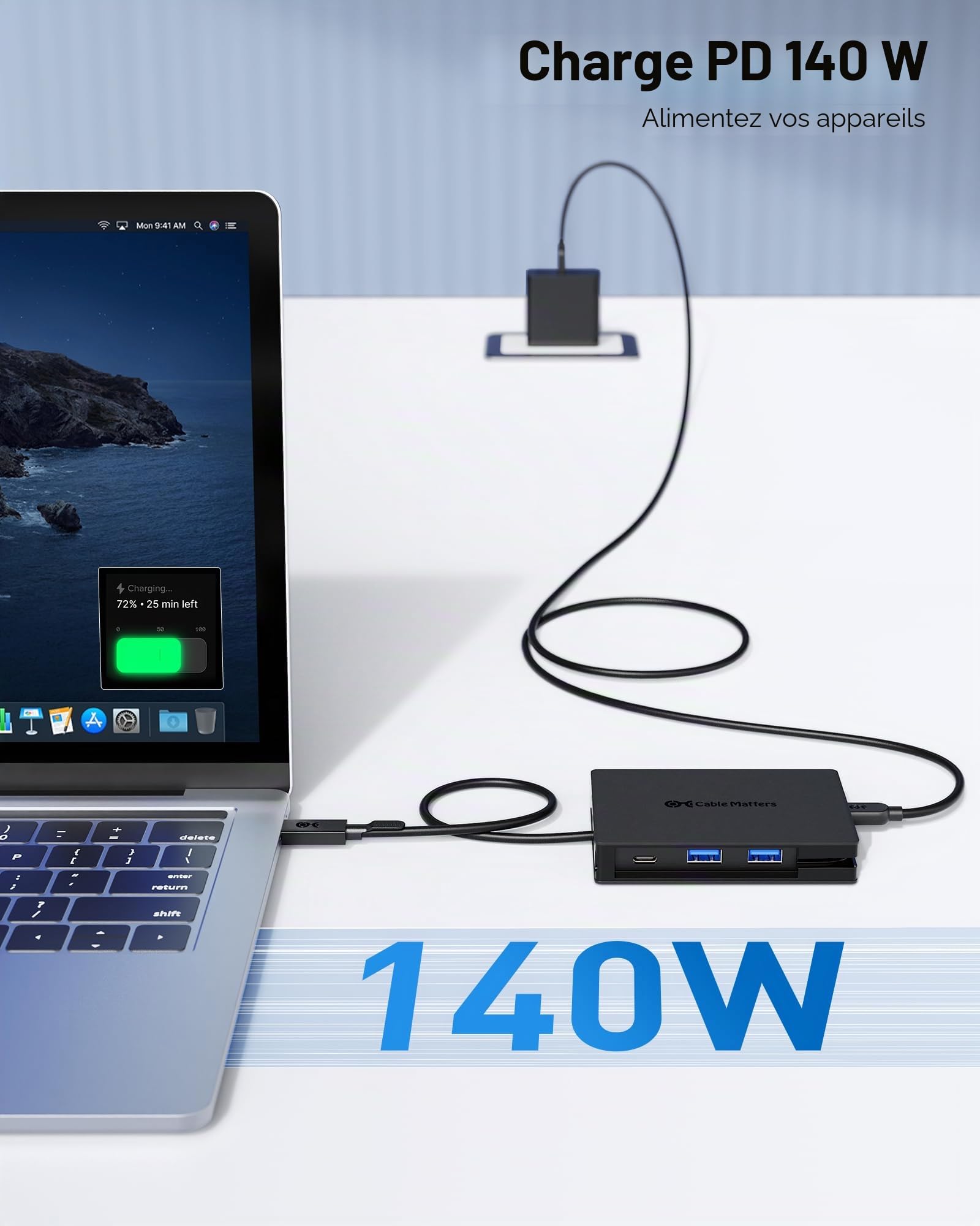 Cable Matters Adaptateur Multiport USB-C 8 en 1, 2 X HDMI