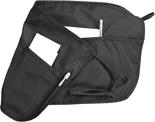 Miniatura 5 de Mato & Hash Delantal de cintura de 3 bolsillos de doble cara con soporte para bolígrafos, delantal impermeable para Severs, camareros, cocina,