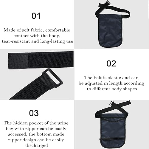 Miniatura 4 de Soporte para bolsa de catéter con cinturón, soporte para bolsa de drenaje de orina con correa ajustable, material impermeable (50.7 fl oz)