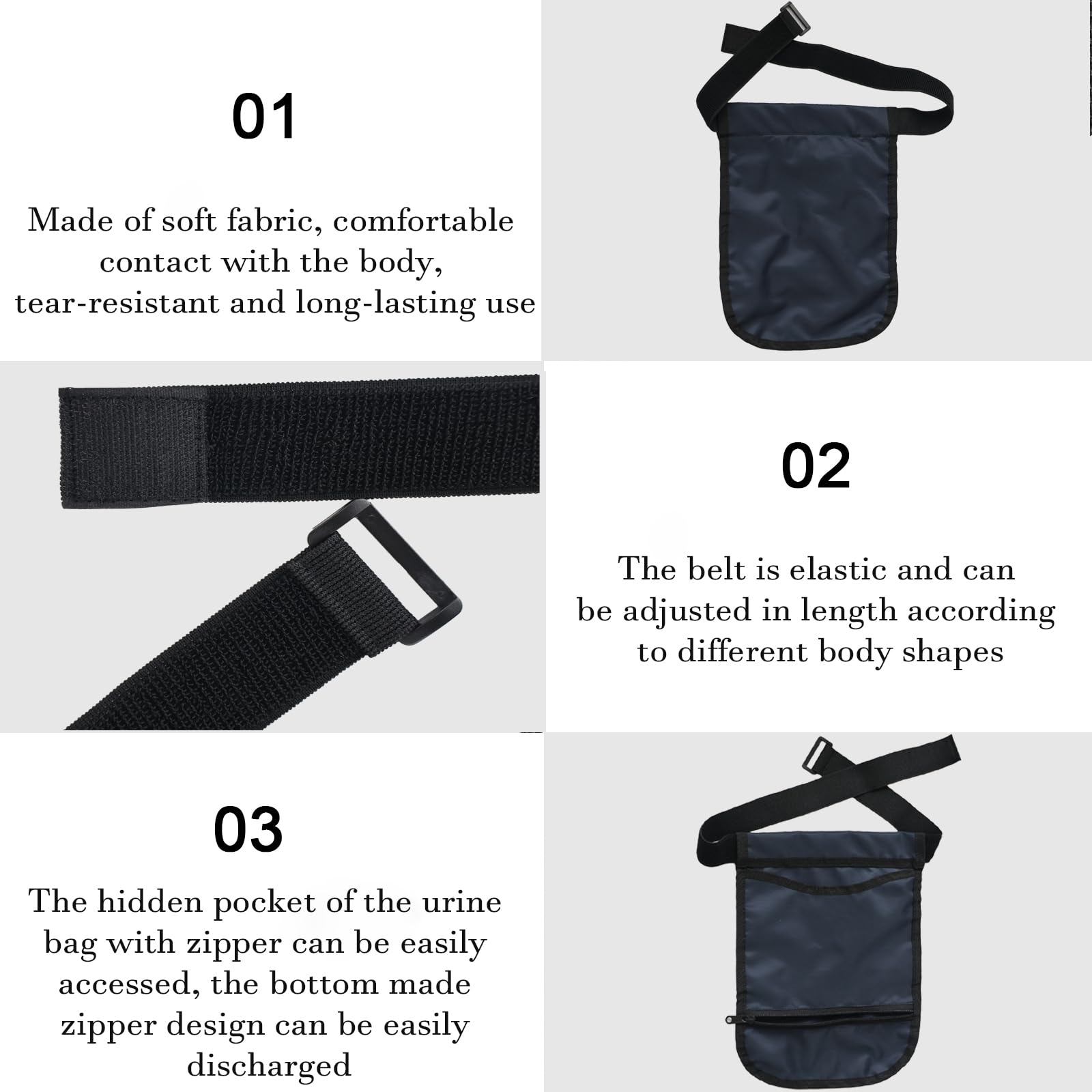 Soporte para bolsa de orina, cubierta de bolsa de catéter portátil ajustable, tela suave, soporte para bolsa de catéter con cinturón, fácil de ocultar, material impermeable