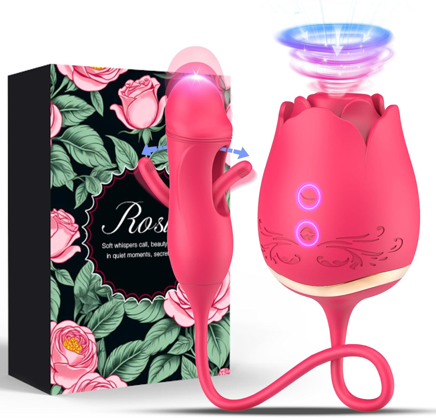 Sucking Vibrator Rose Sex Toys, G Spot Dildo Vibrator for Women with 10 Suctions 10 Flapping Modes, Rose Sex Stimulator Adult Toy