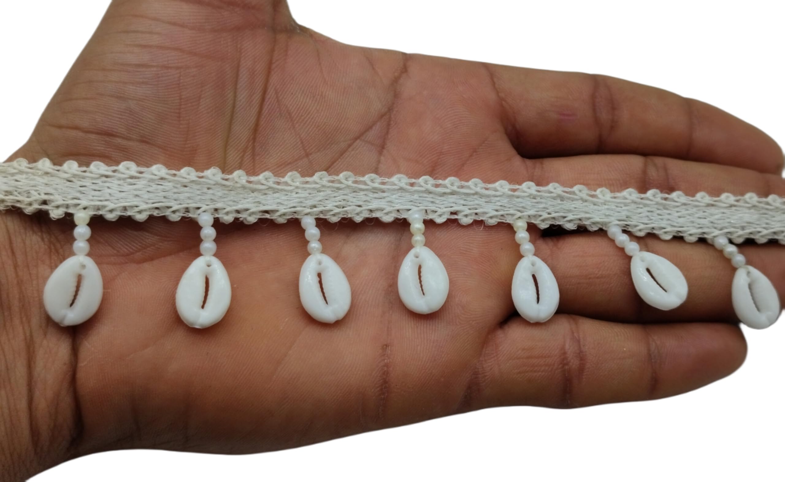 JOHNDAS Shell Beads Latkan Lace Border for Saree, Blouse, Dupatta, Kurti, Dresess, Suit, chunni, Lehenga,Sewing Designing Crafts Etc. (3 Cms Wide) Pack of 8.5 mtr (White) (B0CT64P372) Amazon Price History, Amazon Price Tracker