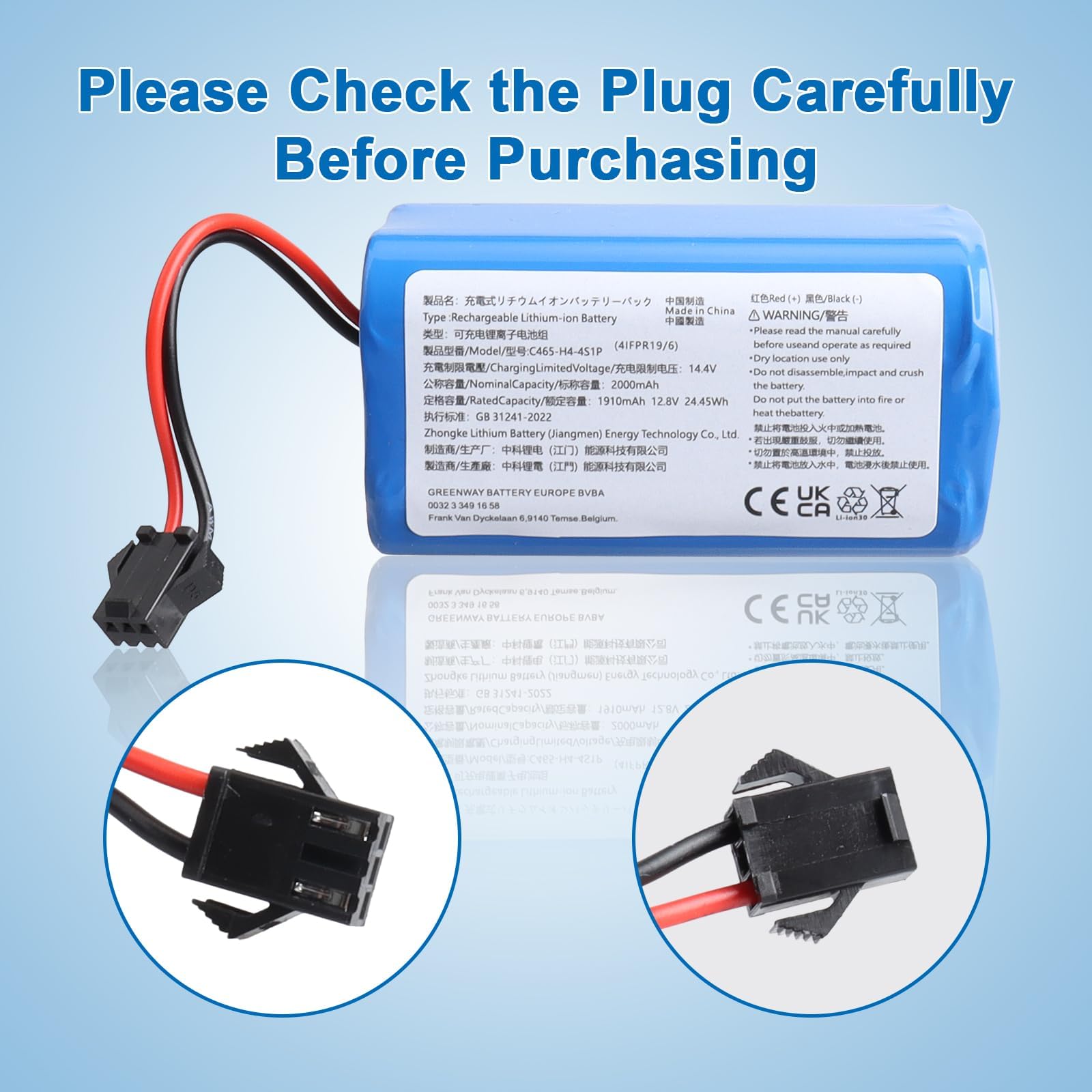 Batteria di ricambio agli ioni di litio MXJFYY da 12,8 V compatibile con robot aspirapolvere Lefant M210 M210 Pro M210P M210B M213 M213S