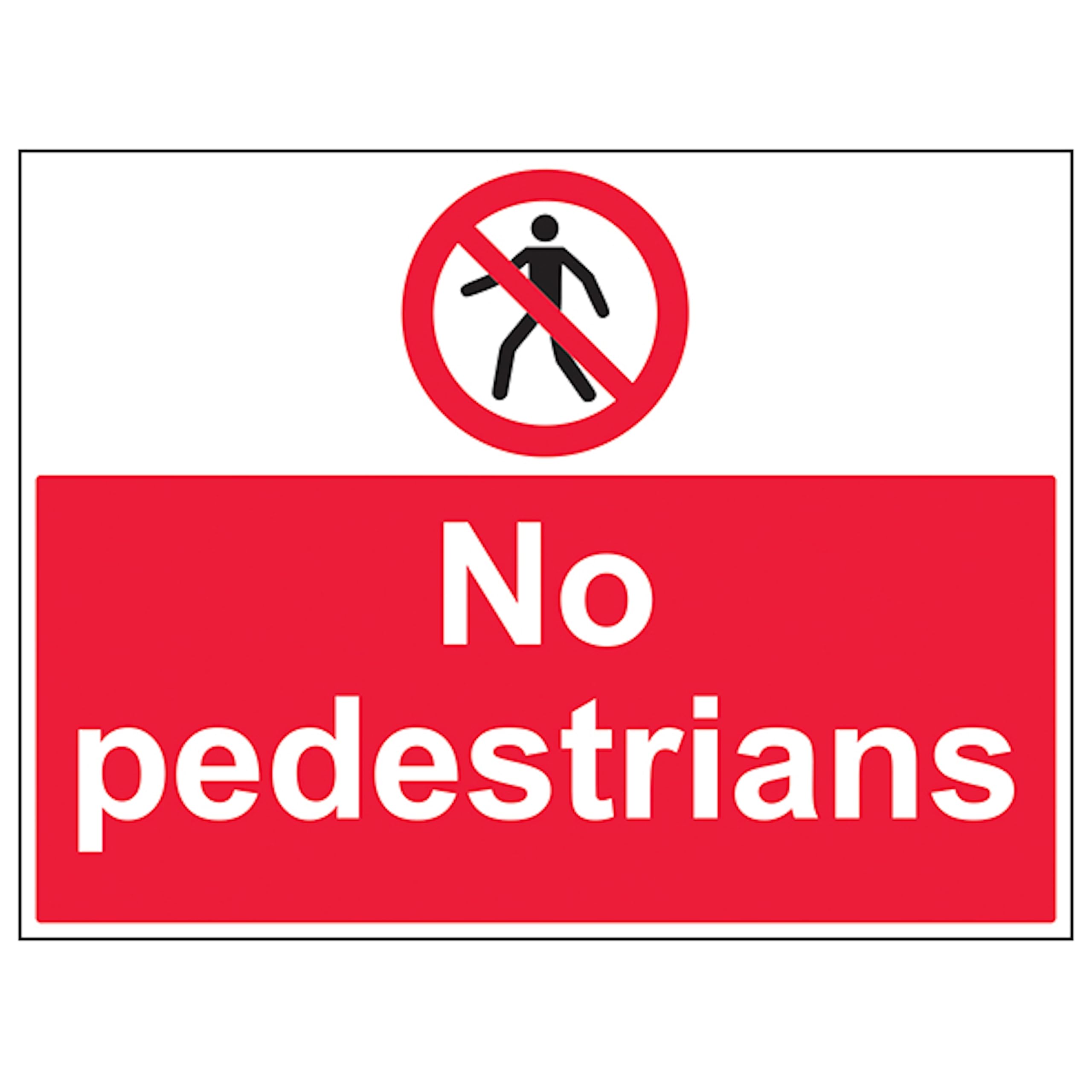 V Safety No Pedestrians - Large Landscape 600 x 450 mm - 3mm Reflective Aluminium Composite Safety Sign