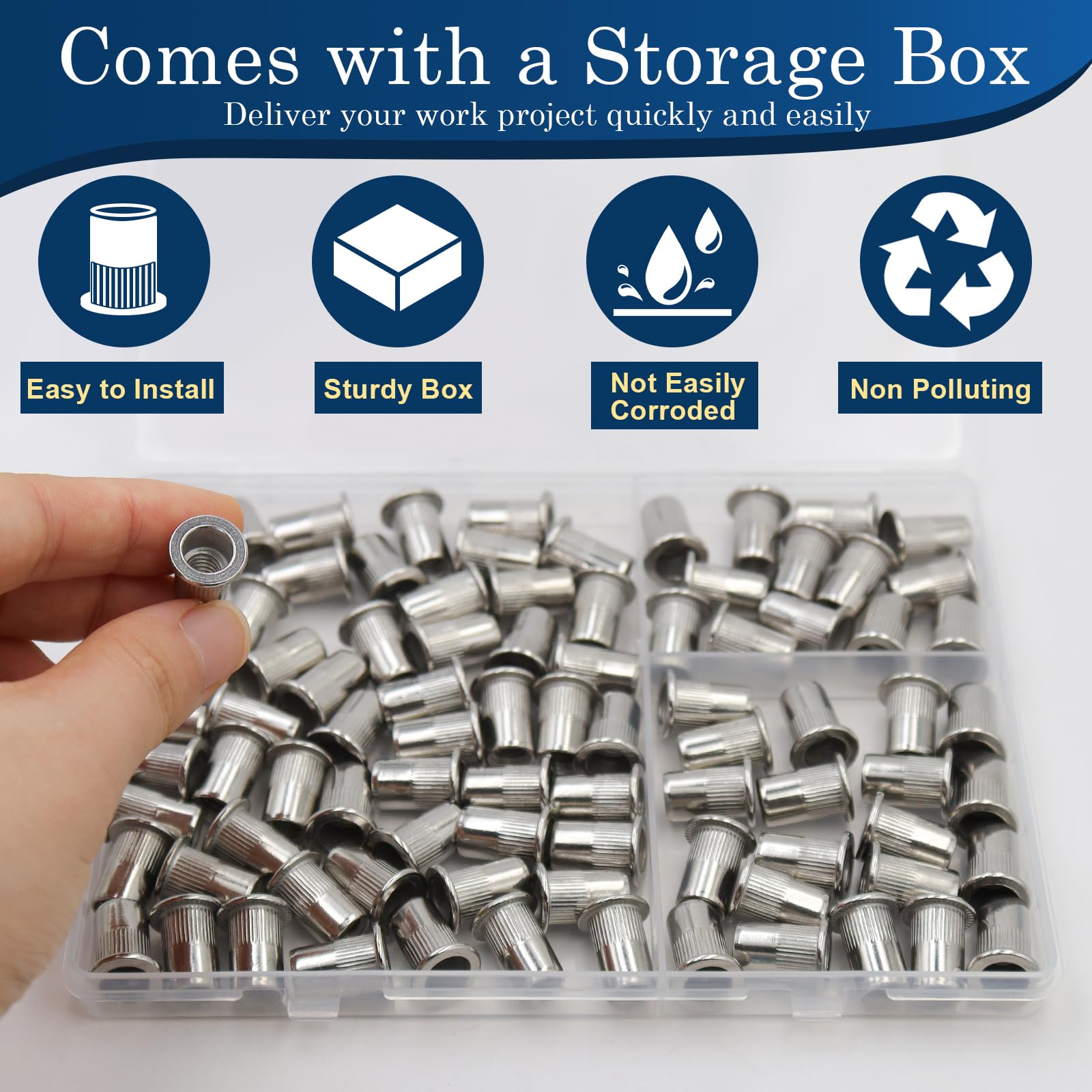 Stainless Steel Rivet Nuts - 88 Pcs 1/4-20 -6 Stainless Steel Rivet Nuts - 88 Pcs 1/4-20 -6
