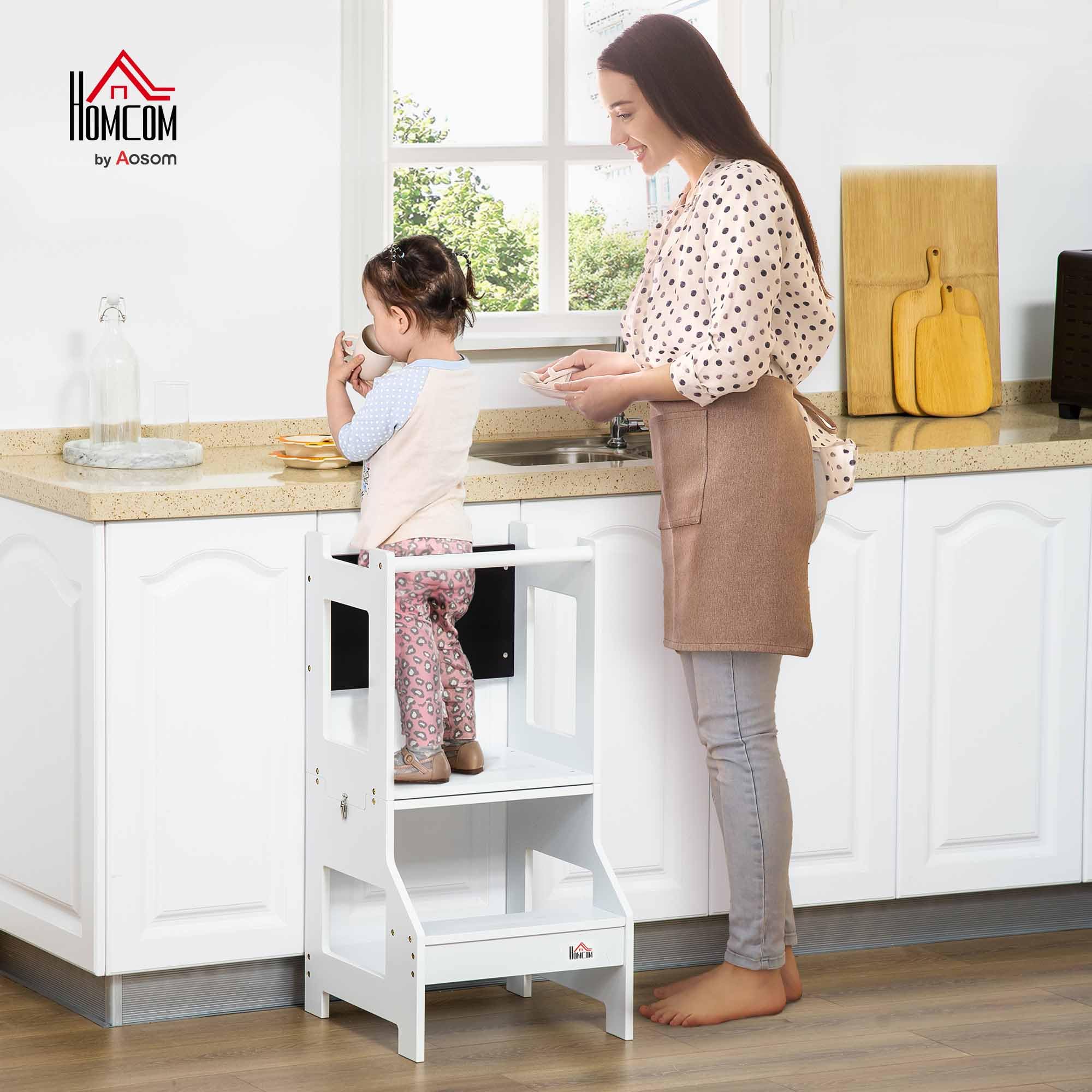 Scala Montessori 2 In 1 Con Lavagna - Torre Di Apprendimento Per Bambini 3-6 Anni, Trasformabile In Tavolino - Foto 10