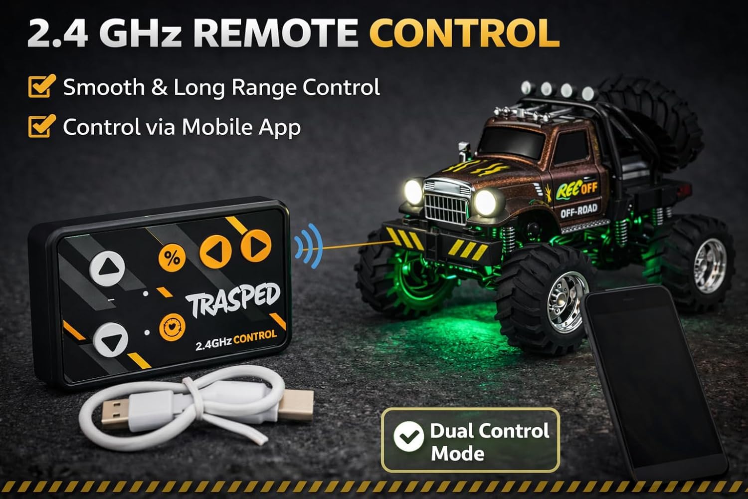Brand Conquer Mini Rock Crawler RC Car - LED Lights & Remote Control -6 Brand Conquer Mini Rock Crawler RC Car - LED Lights & Remote Control -6