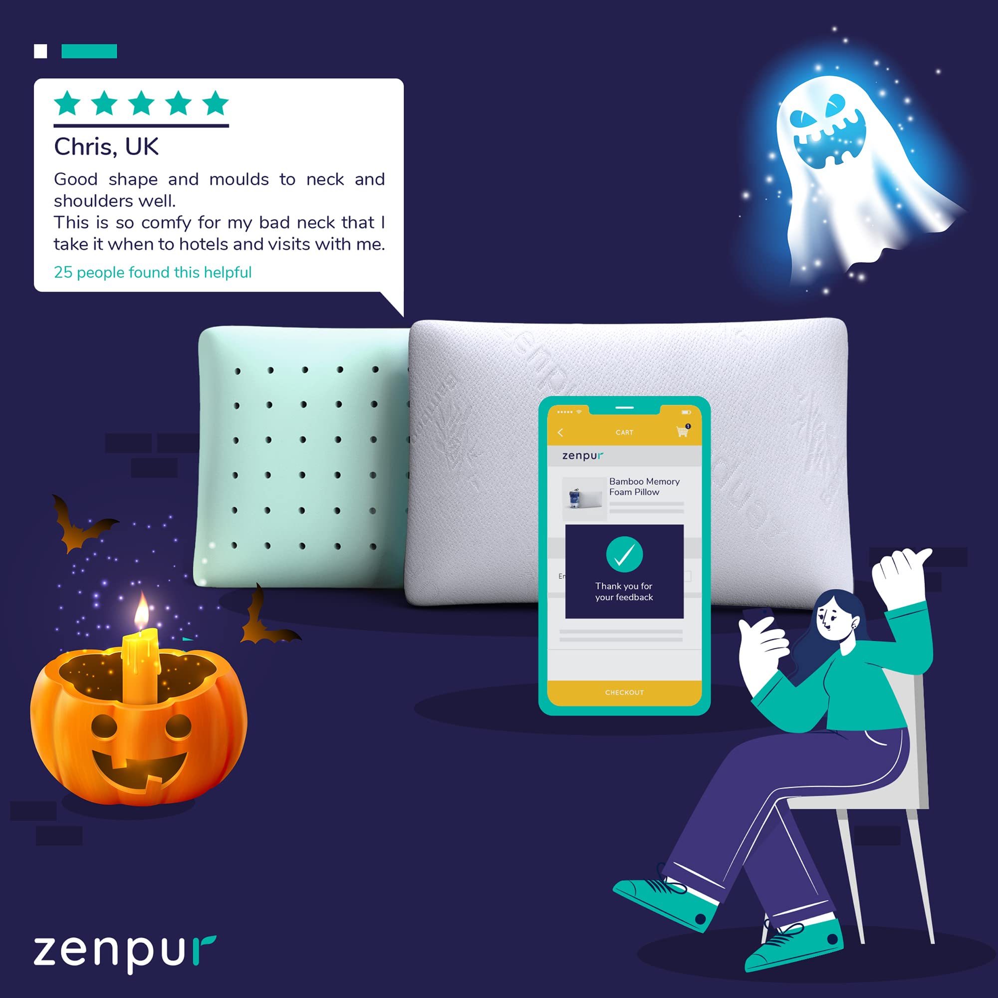 ZenPur Memory Foam Pillow Orthopedic Pillow for Neck Support Best