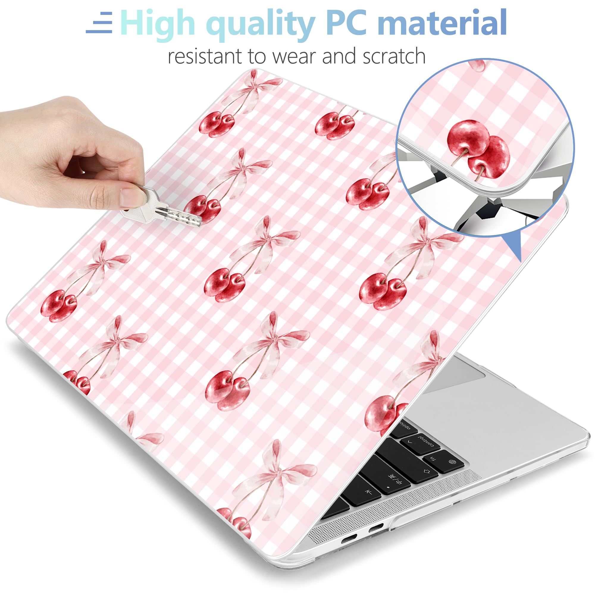 MEEgoodo Custodia per MacBook Pro 13" 2022 2021 2020 A2338 M2/M1 A2251 A2289, guscio rigido per laptop con tastiera e copertura per fotocamera, compatibile con MacBook Pro da 13", scacchiera rosa e