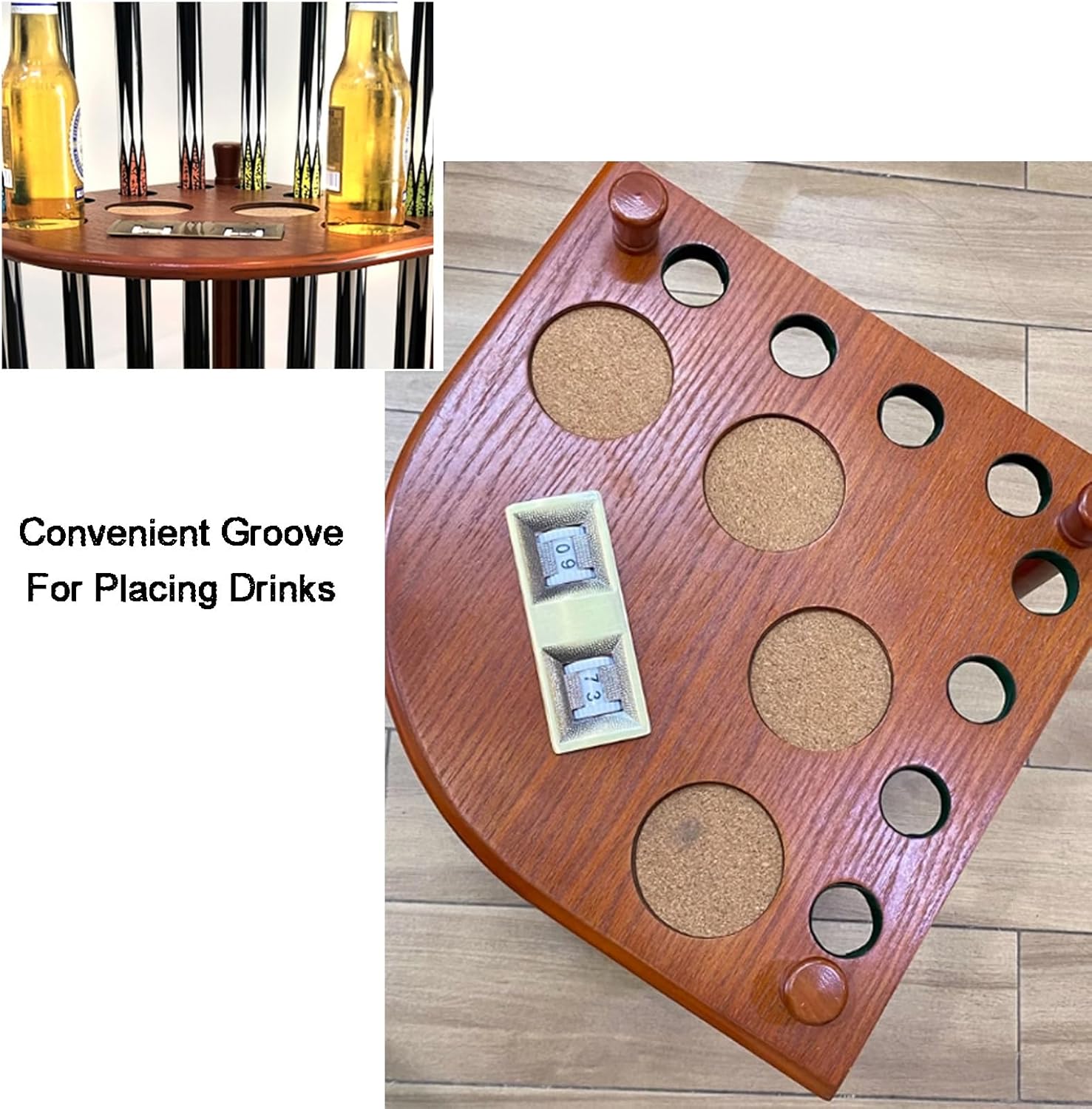 Freestanding Billiards Storage Rack,Solid Wood Floor Standing Pool Cue Holder,Ball Storage,for 8 Cues Sticks Storage(Color1)