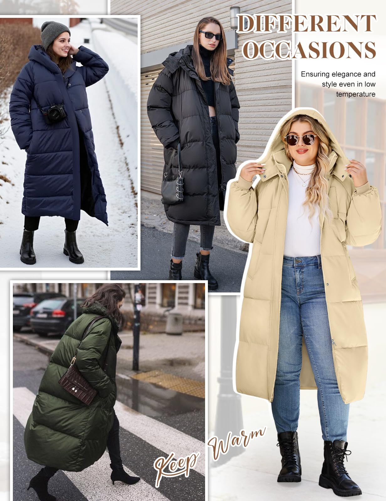 Tuopuda Abrigo Largo de Invierno Impermeable para Mujer Chaqueta Acolchada Con Capucha Cálido Parka Larga de Invierno