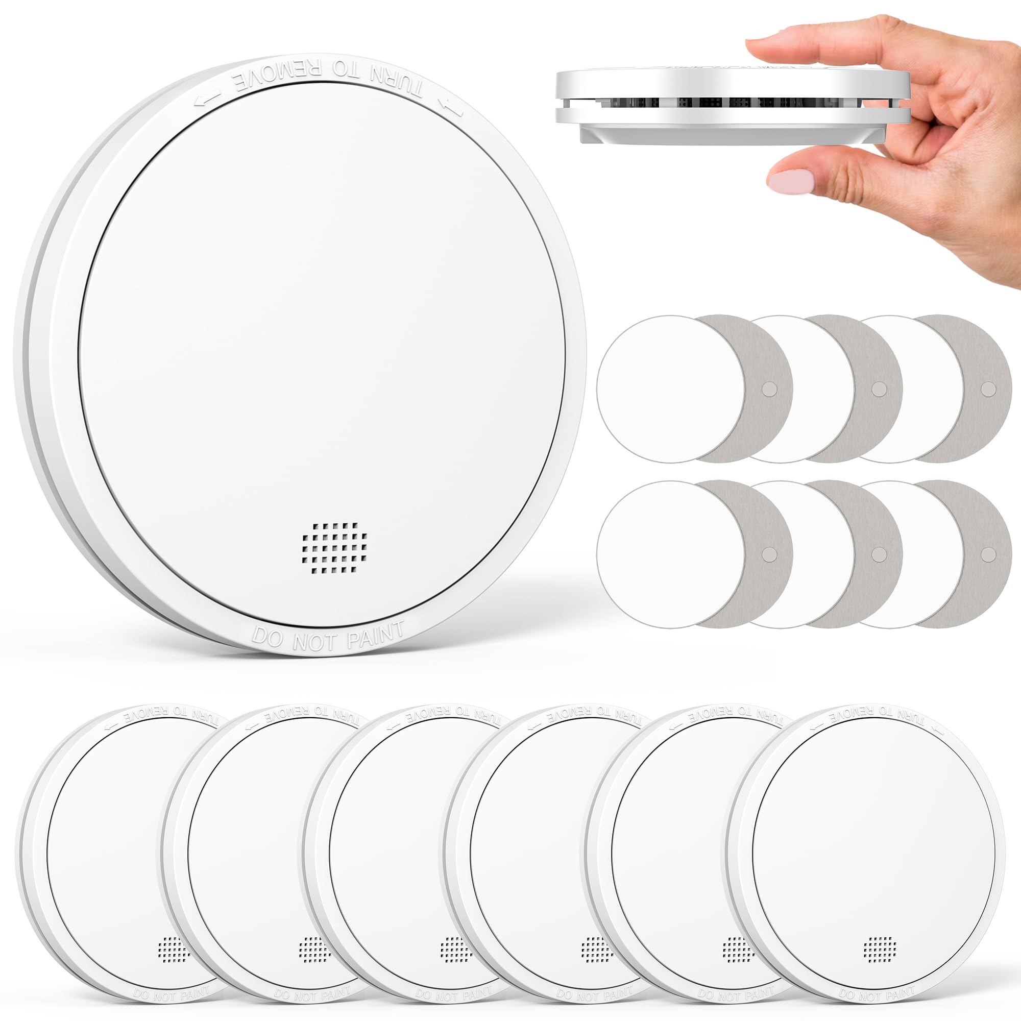 CHZHVAN Rauchmelder 10 Jahre Batterie mit Magnethalterung, Europäischen Norm EN14604 Geprüft Feuermelder | Ohne Bohren, 85dB Rauchwarnmelder, 6er Set
