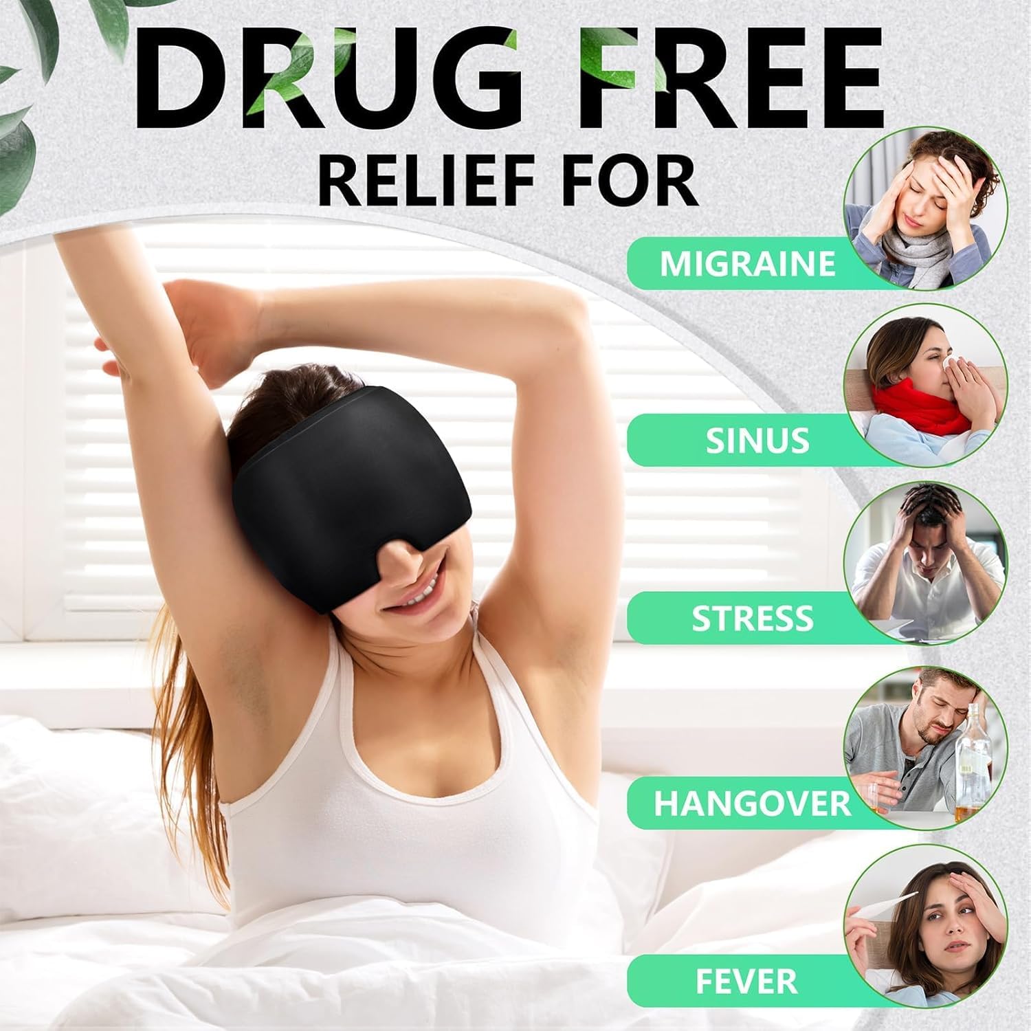 ToYooZe Migraine Relief Cap for Migraines, Headaches, Sinuses, Tension Relief Headache Relief Cap for Men & Women Hot & Cold Therapy Relaxing Thermax Migraine Miracle Cap, Migrane Relaxing Cap-Multicolour 4
