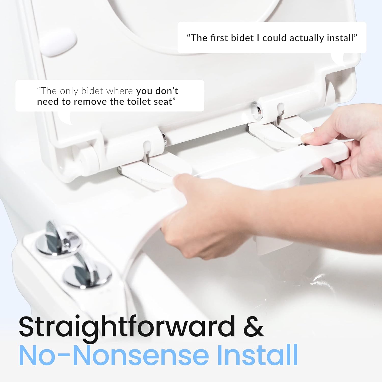 LUXE Bidet NEO 185 Plus – Next-Generation Bidet Toilet Seat Attachment with Innovative EZ-Lift Hinges, Dual Nozzles, and 360° Self-Cleaning Mode (White) - - 
