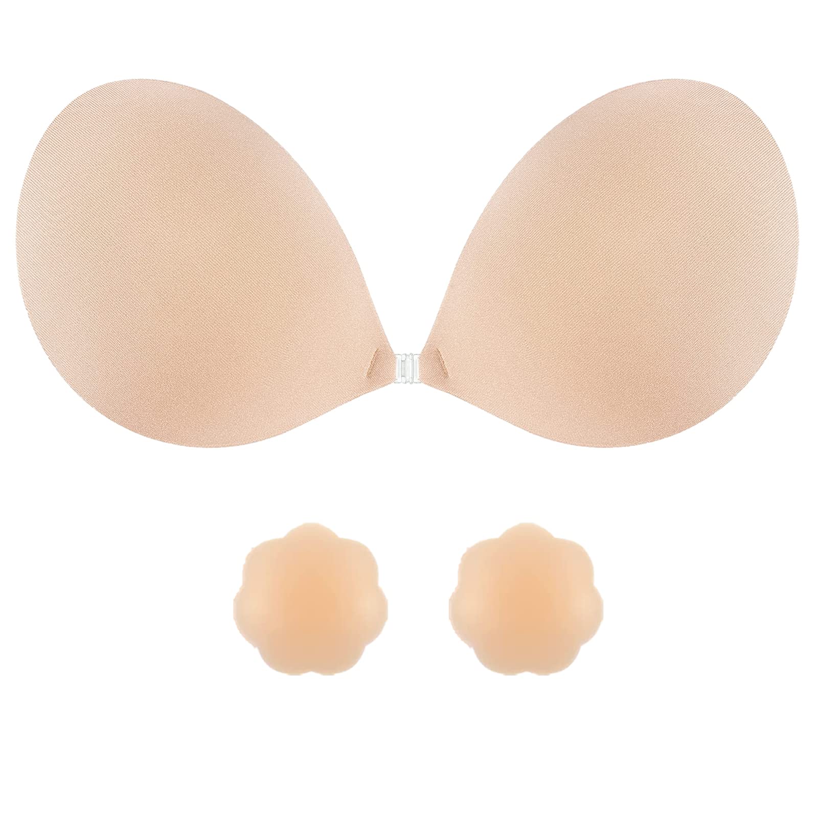 Adhesive Bra Invisible Push up Sticky Silicone Strapless Bra for Women Backless Dress Nude