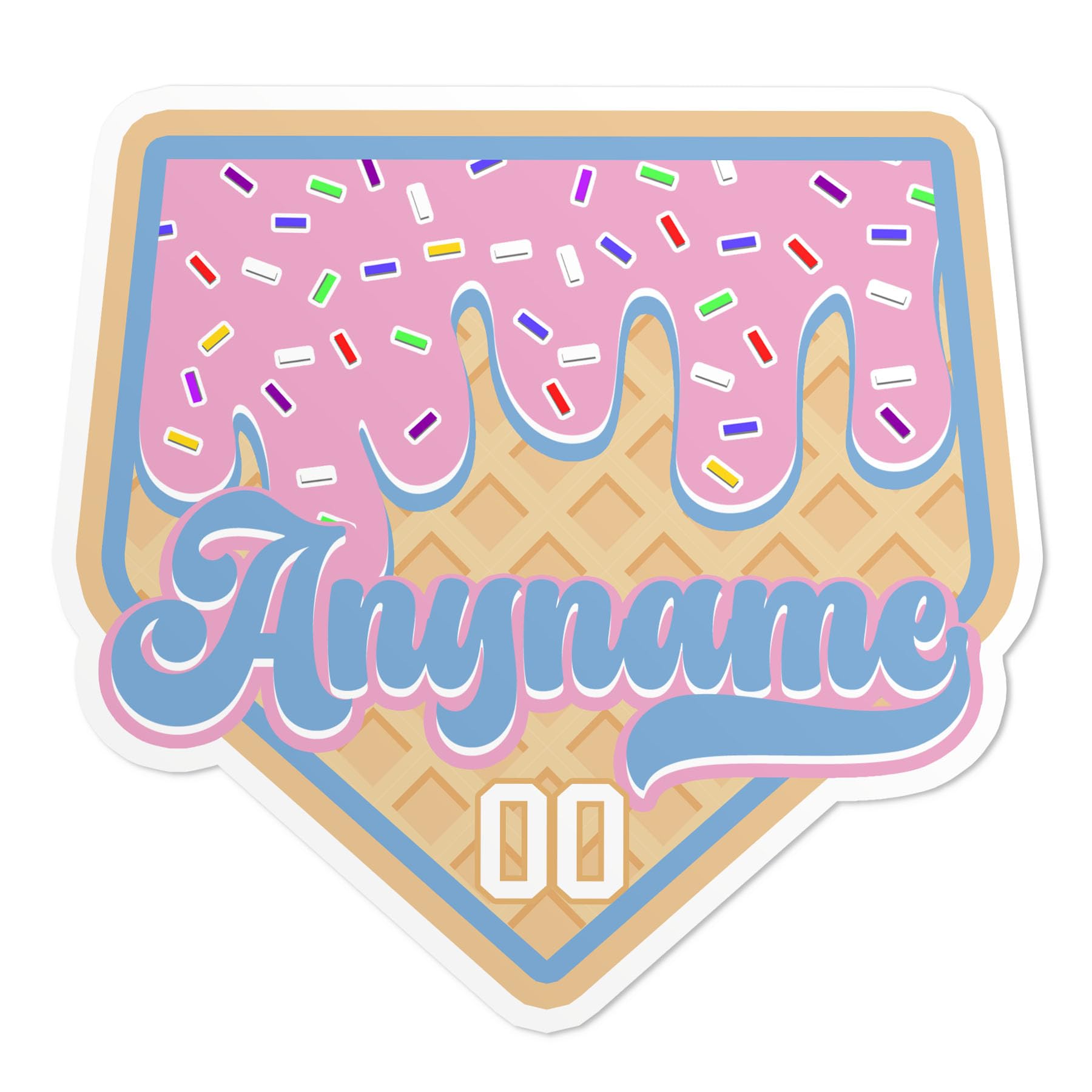Custom Name Sports Sticker Personalized Baseball Mom Ice Cream Drip Sprinkle Waterproof Vinyl Stickers for Laptop Water Bottle Cars Phone Case Decal