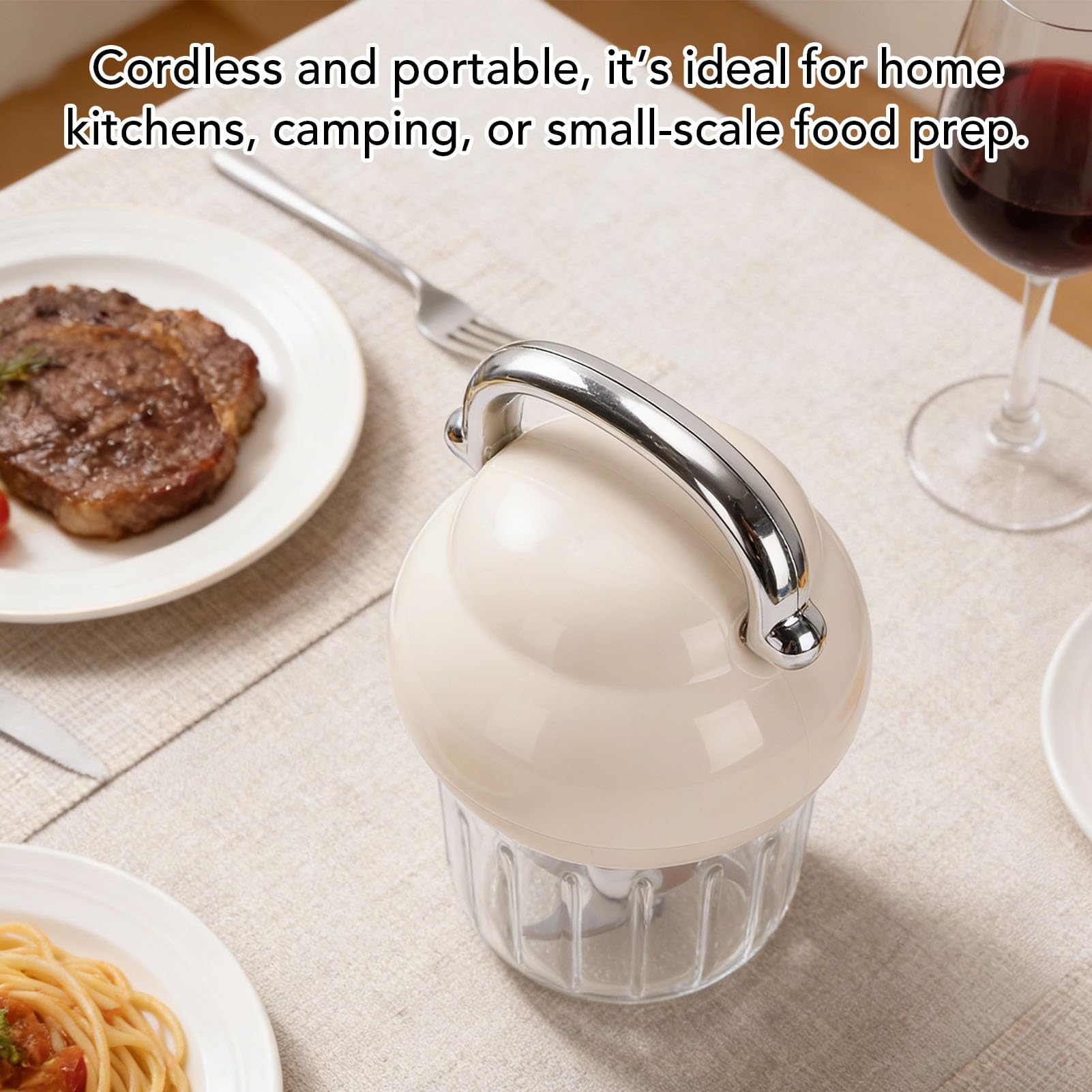 Fockety Picadora eléctrica de ajo, mini procesador de alimentos inalámbrico portátil de 350 ml, picadora recargable de verduras, machacador de ajo, para verduras y frutas