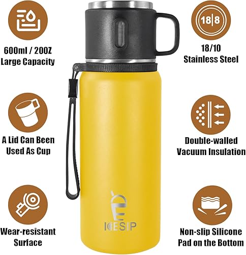 Miniatura 3 de Botella Aislada de Acero Inoxidable, 27oz con Taza Botella de Agua con Aislamiento al Vacío, Termo para Bebidas CalientesBebidas Frías, Aislamiento