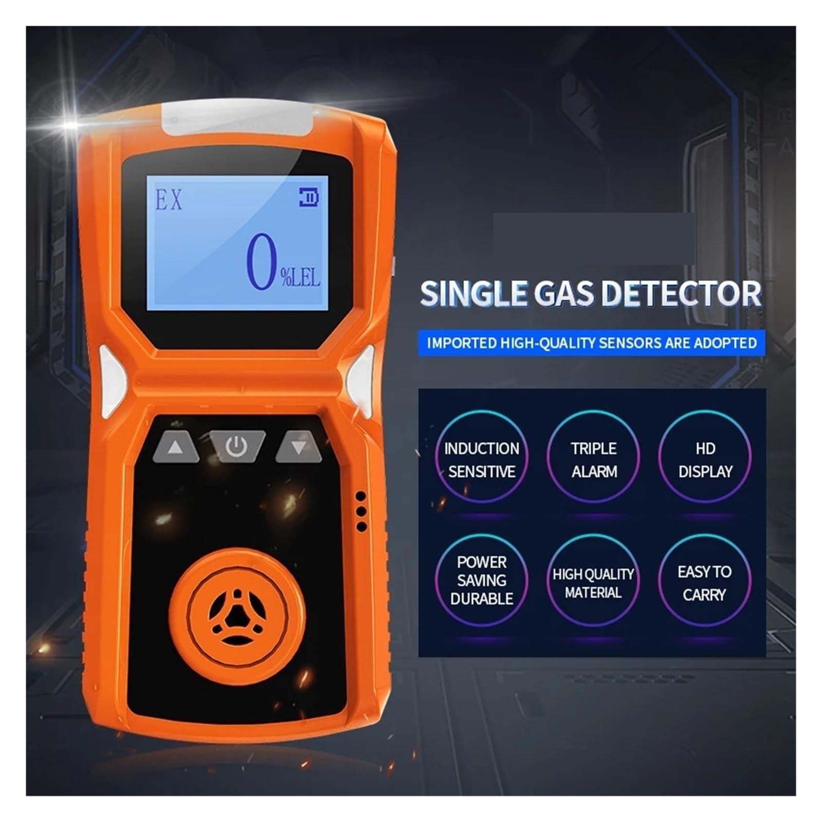 Tragbares Mehrgaswarngerät, H2/CO/PH3/CO2/H2S/NH3/O2/NO2, Industriegasmonitor mit Vibrations- und akustischen Alarmen Innen/Außen(EX-0-100LEL)