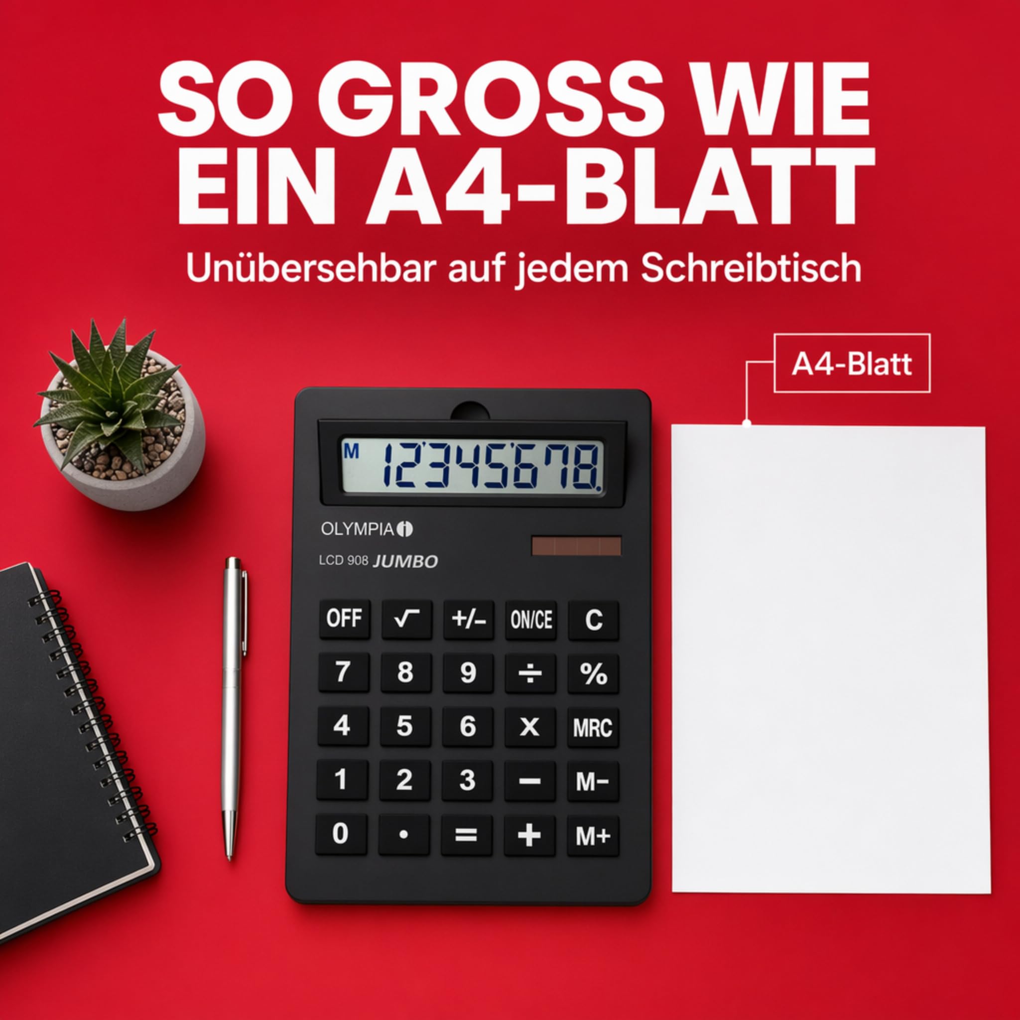 Olympia Calculatrice LCD 908 Noir