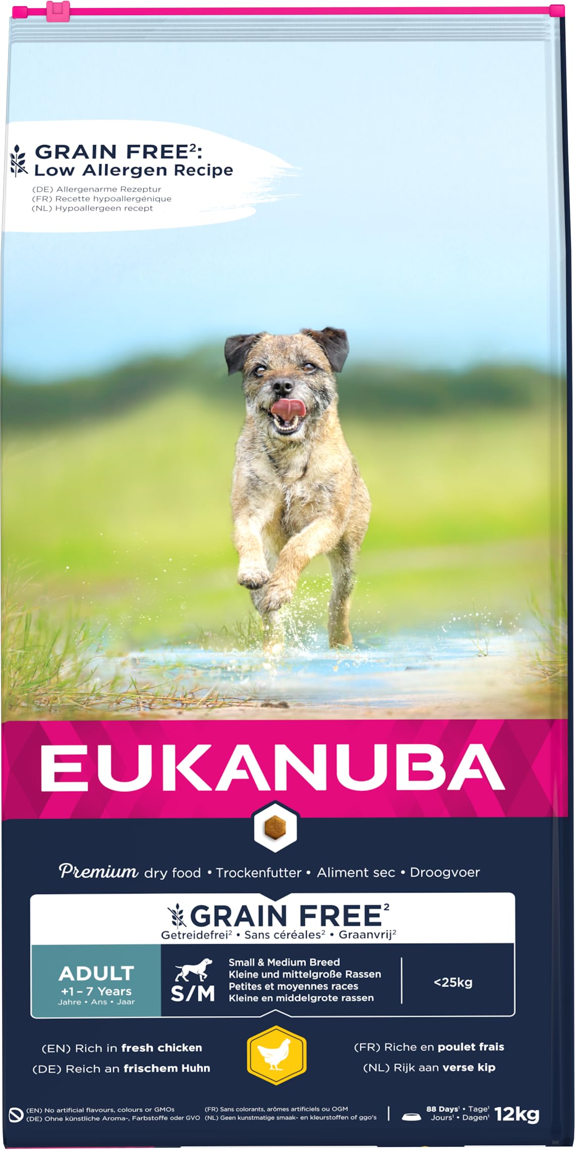 Eukanuba Hondenvoer granenvrij met vis voor kleine en middelgrote rassen, premium droogvoer zonder granen voor volwassen honden, 3 kg