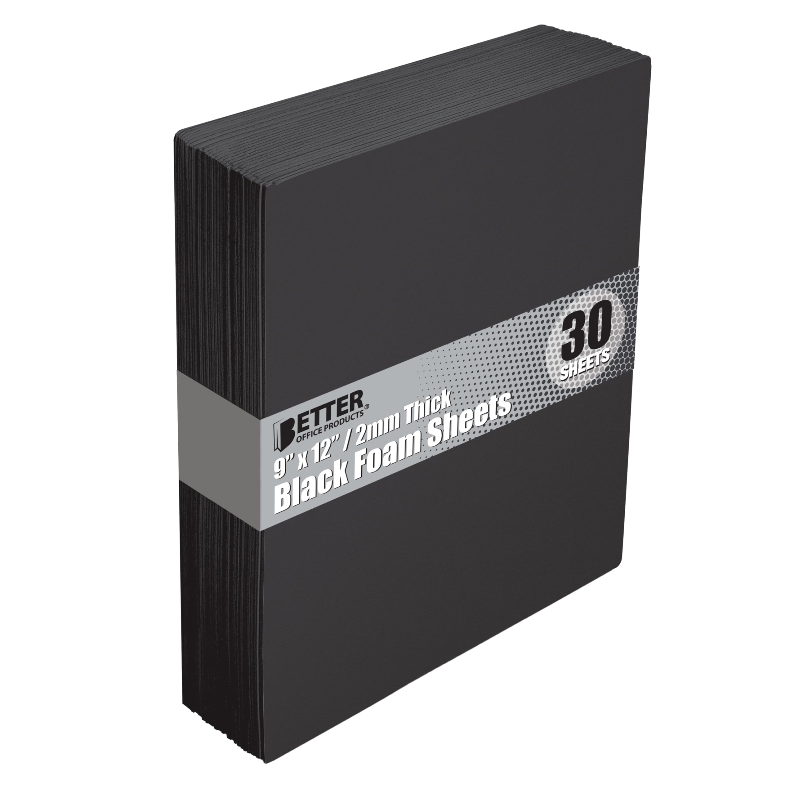 Black EVA Foam Sheets, 30 Pack, 2mm Thick, 9 x 12 Inch, by Better Office Products, Black Color, for Arts and Crafts, 30 Sheets Bulk Pack