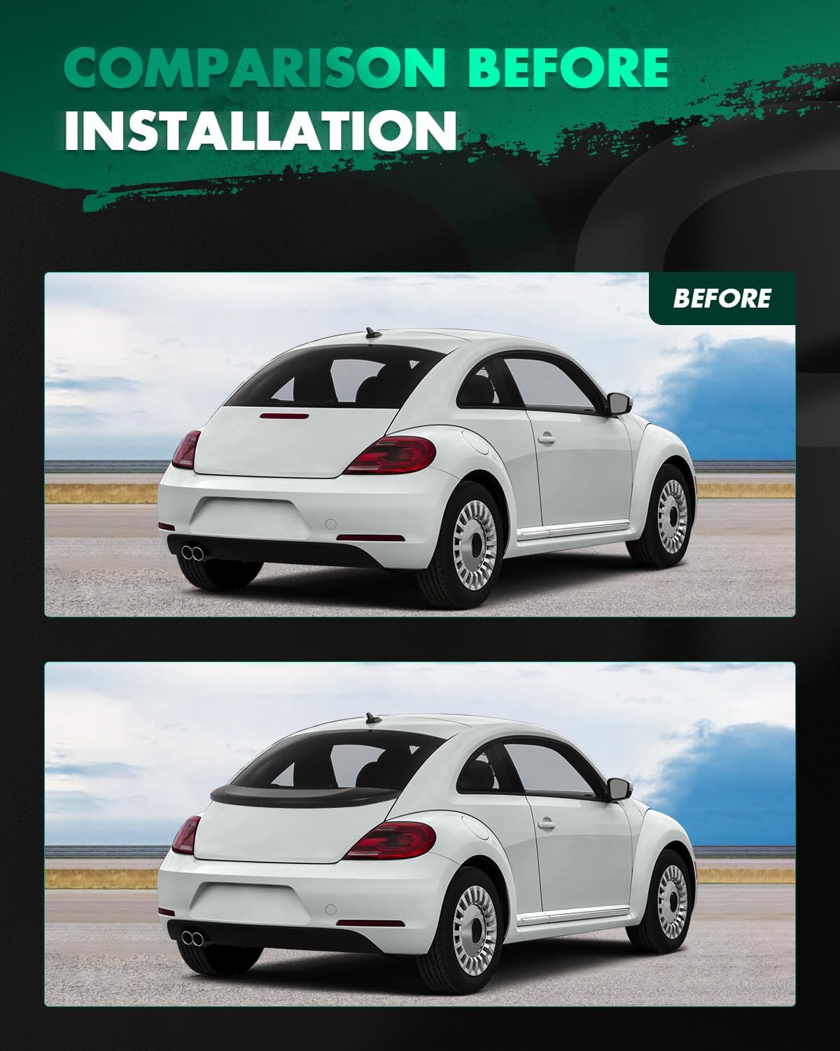 SCITOO Rear Trunk Spoiler Wing Compatible with 2012-2019 For Volkswagen Beetle Body Kit Matte Black