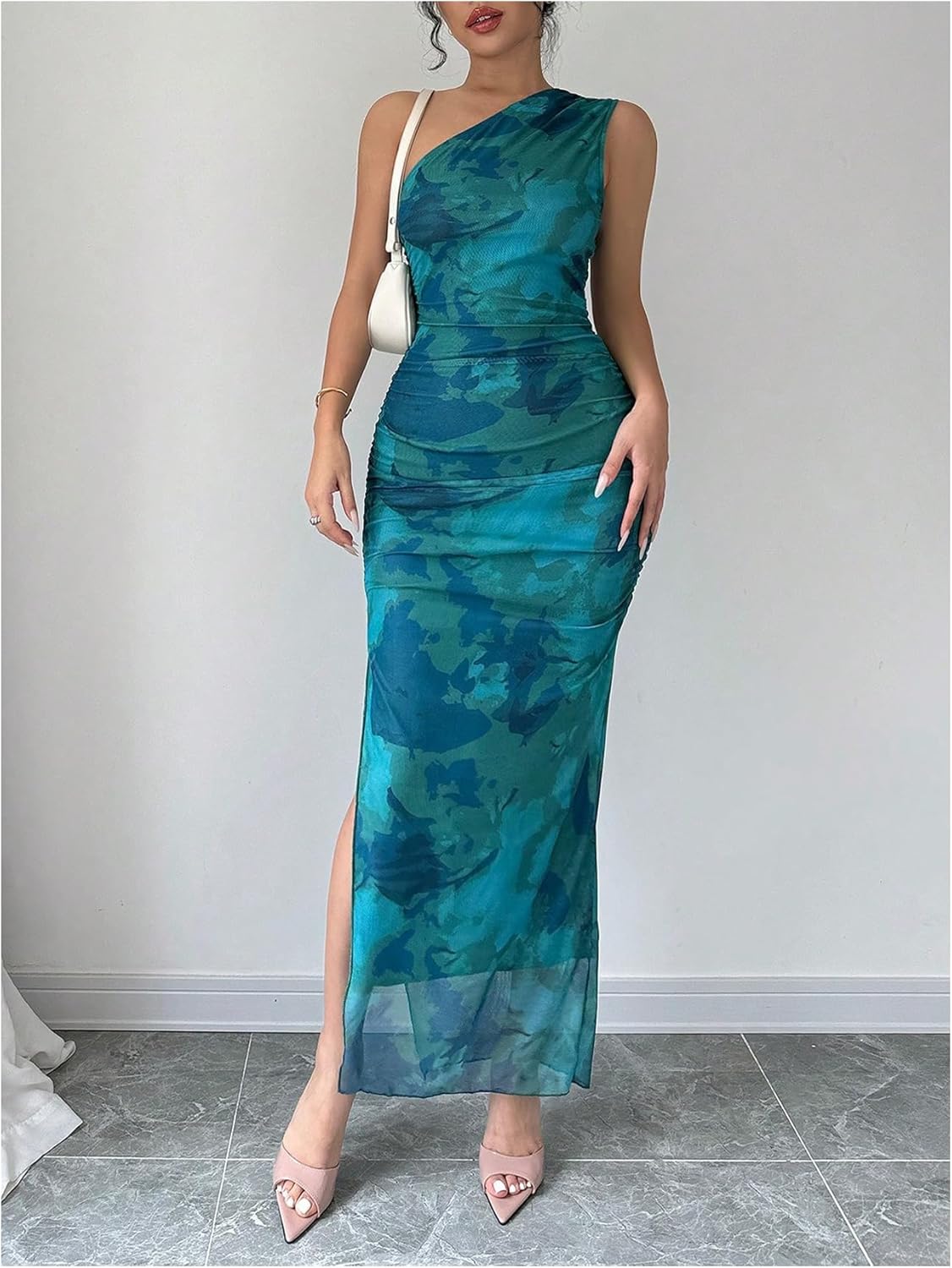 Milumia Women's Floral One One Shoulder Maxi Dresses Wedding Guest Cocktail Long Dresses - Image 3