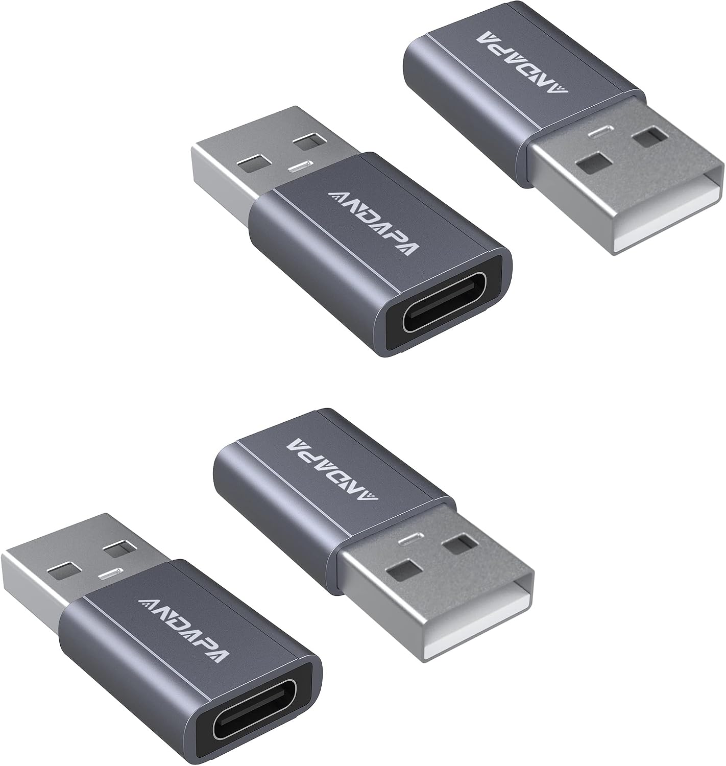 ANDAPA USB C Female to USB Male Adapter(4 Pack), Type C to USB A Charger Cable Adapter for Apple Watch 7 SE, iPhone 12 13 Mini Pro Max,Airpods iPad pro,Samsung Galaxy Note,Google Pixel 5 4 3 XL