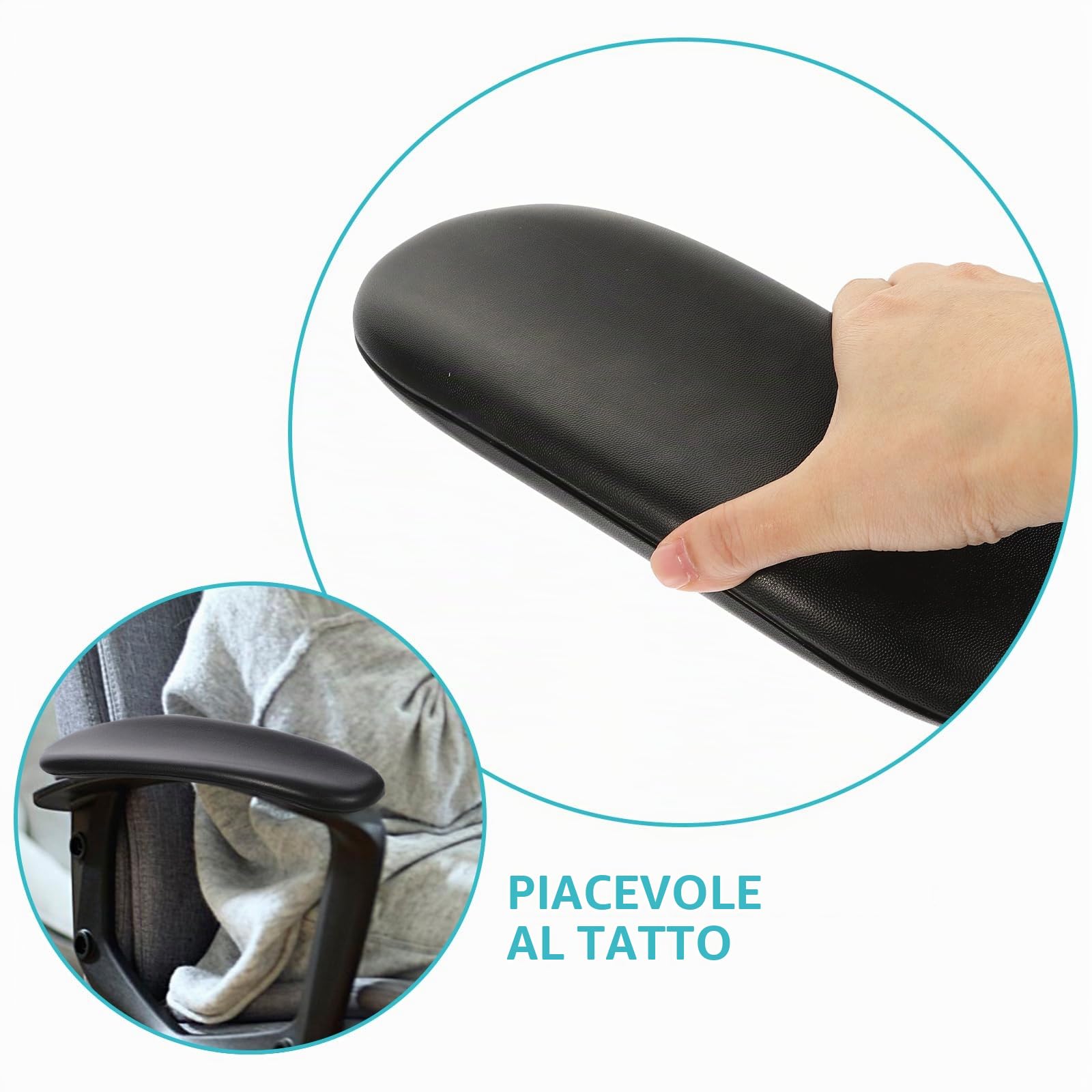 2 Pezzi Bracciolo Sedia da Ufficio Cuscinetti di Ricambio in Pelle PU Cuscinetti di Supporto Per Braccio Scarico Gomito Fondo Nero Antiscivolo Adatto Per Sedie di Casa Ufficio