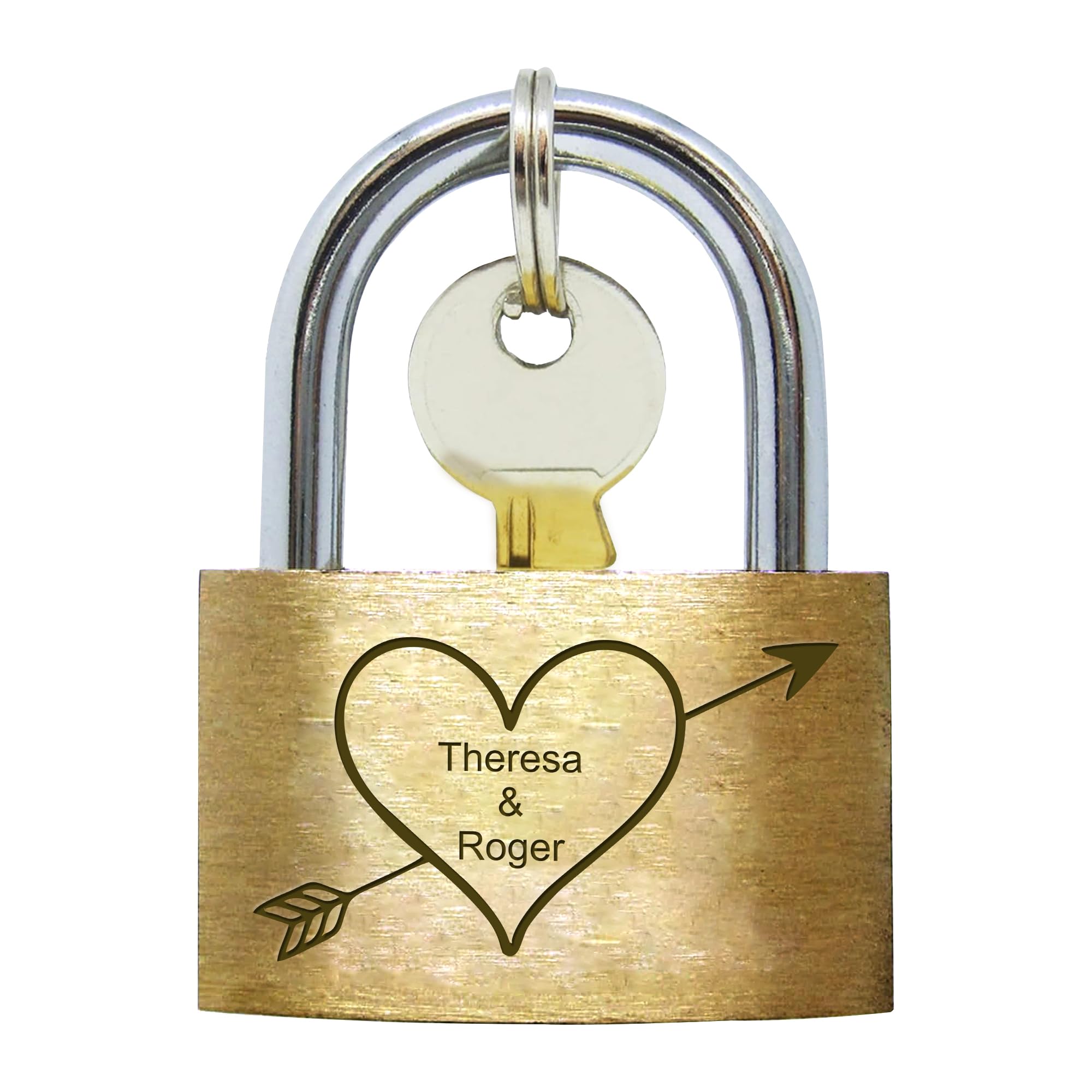 KreateSquare Personalised Engraved Padlock - Romantic Wedding, Anniversary, Valentines Love Gift, Brass