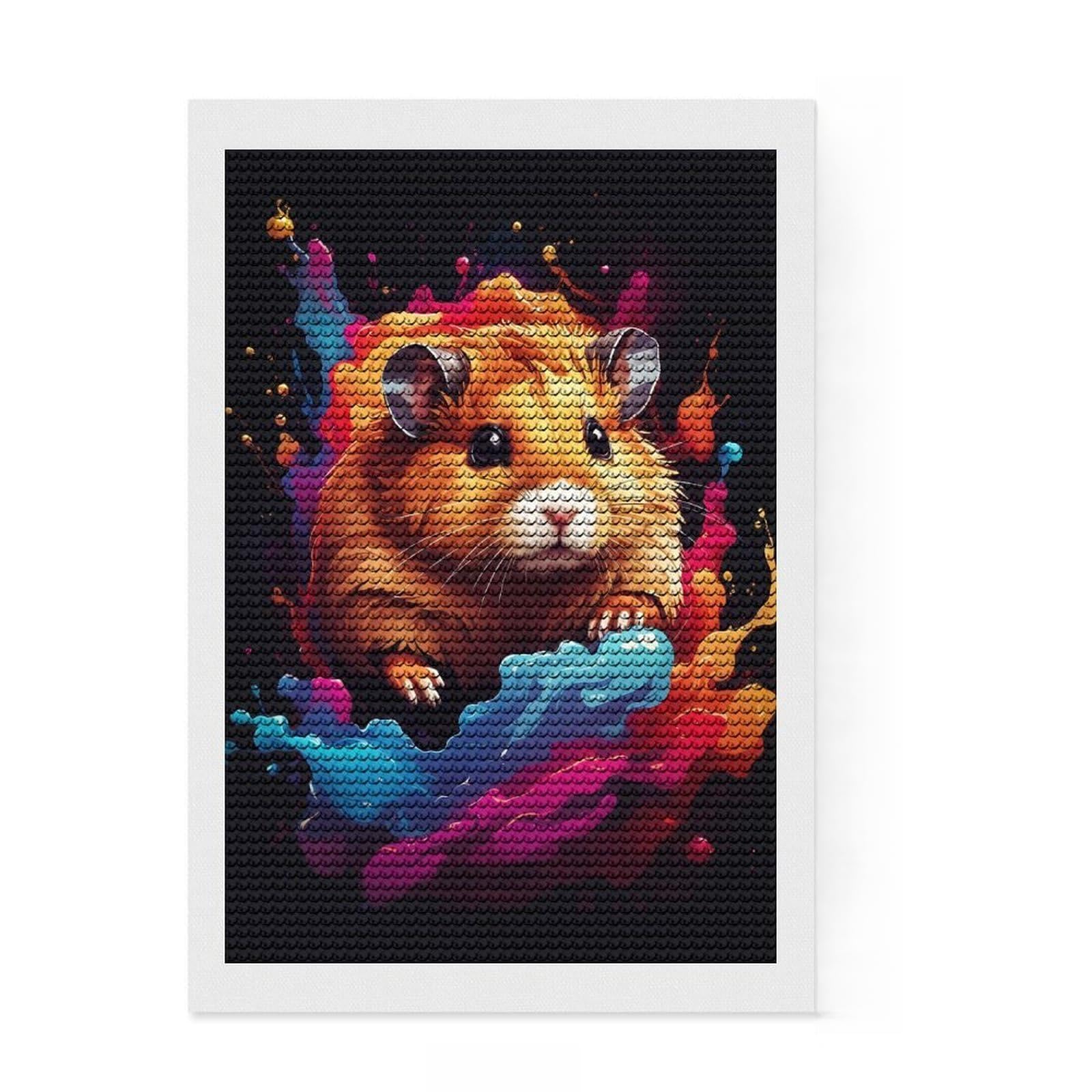 Junmoney Guinea Pig Diamond Painting Set 8"x12", Stress Relief Craft, Simple to Start, Farmhouse Decor, Gift Idea, Easy to Enjoy