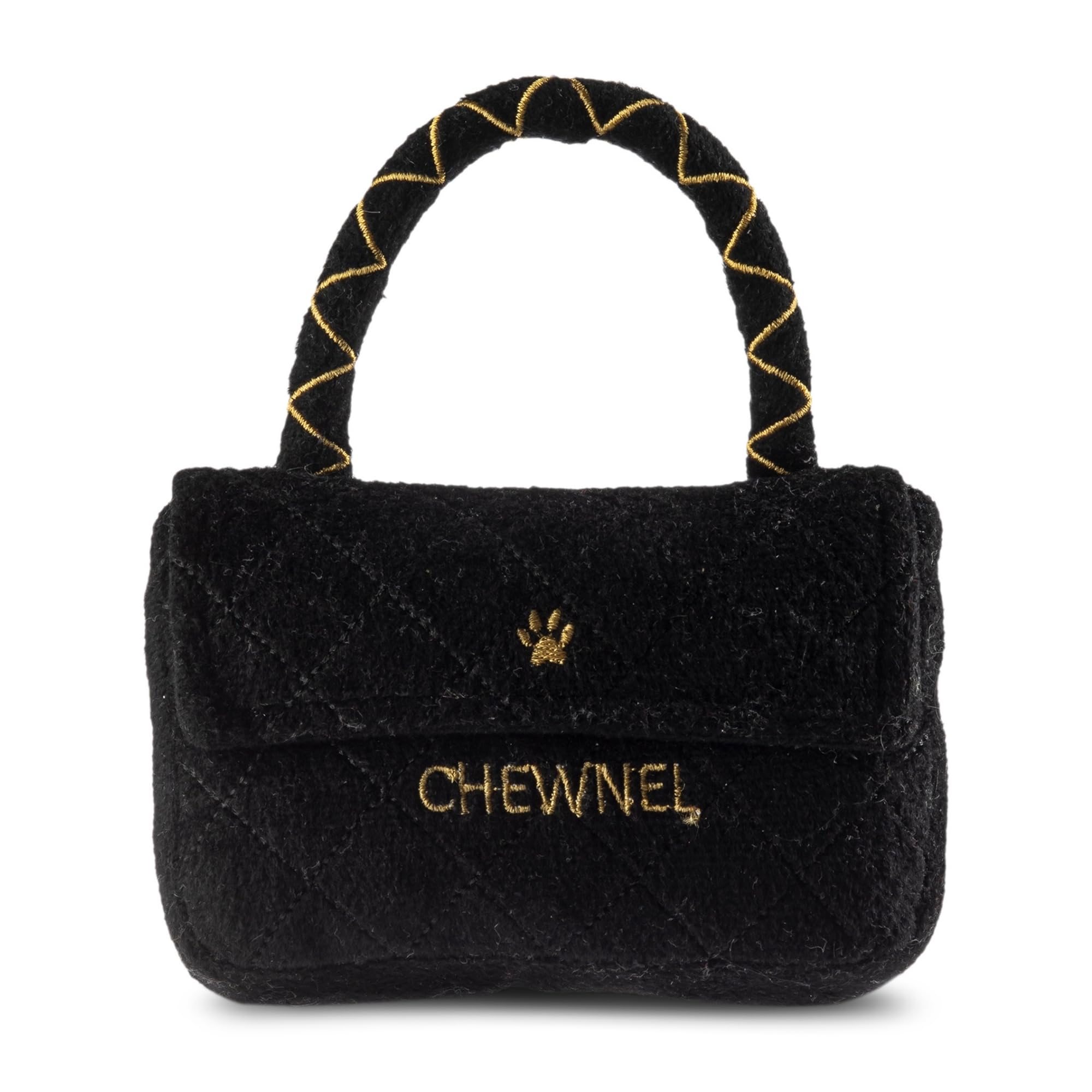 Chewnel Classique Plush Dog Toy Purse | Luxury-Inspired Parody Designer Handbag with Squeaker, Soft Plush Fashion Dog Toy – Haute Couture Purses & Handbags