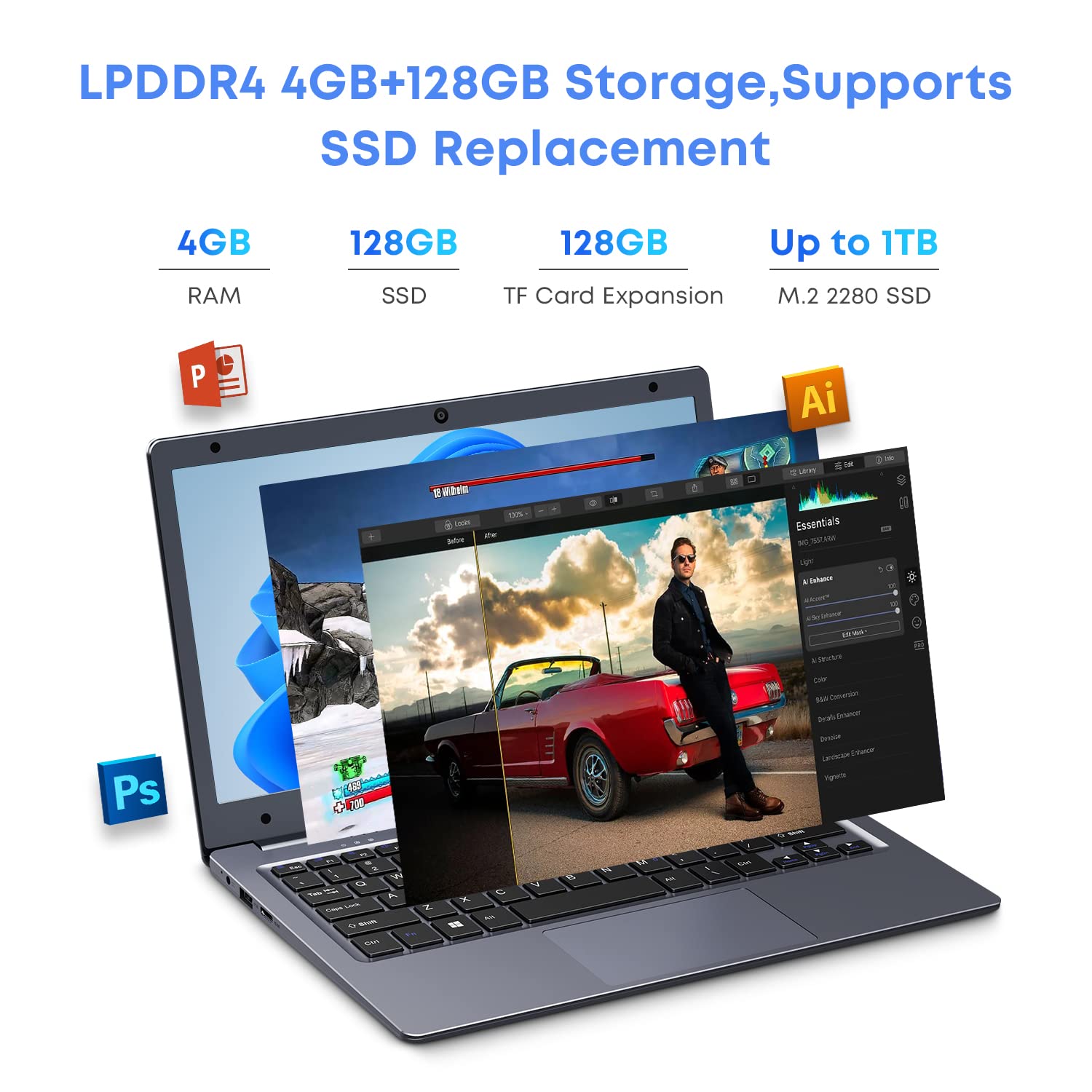 CHUWI HeroBook Air Laptop, visualización táctil HD de 11.6