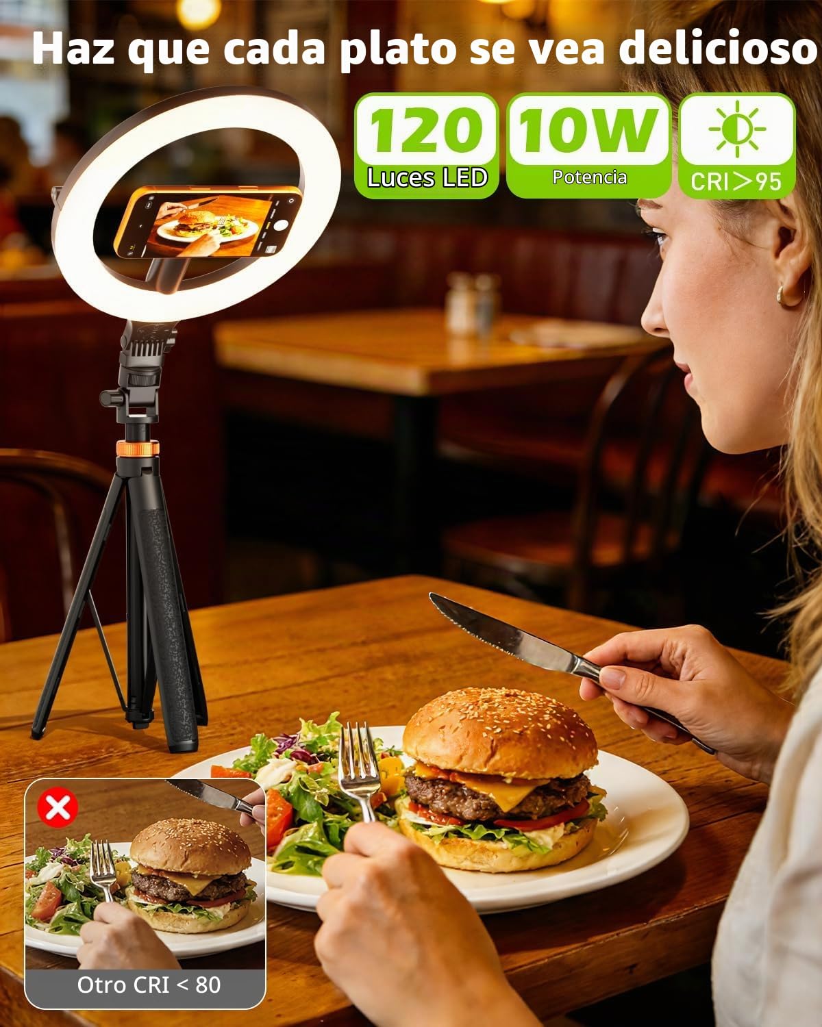 CloudValley Aro de Luz Magnético 10" con Trípode 76", Trípode para Teléfono con Luz Recargable 5000mAh, LED Plegable con 3 Modos & 10 Niveles de Brillo para Maquillaje, Selfies, TikTok