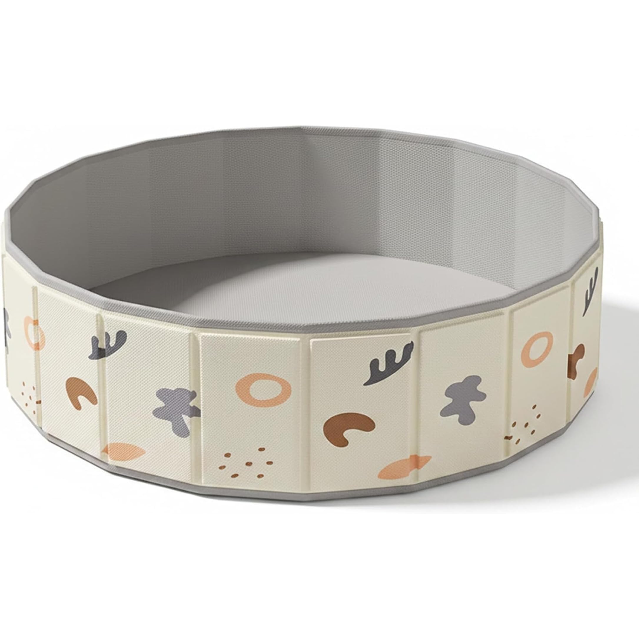 Kids Sandbox, 47in Diameter Spacious Foldable Sand Box For Kids With Cartoon Print, Sandboxes for Indoor and Outdoor Play, Gray