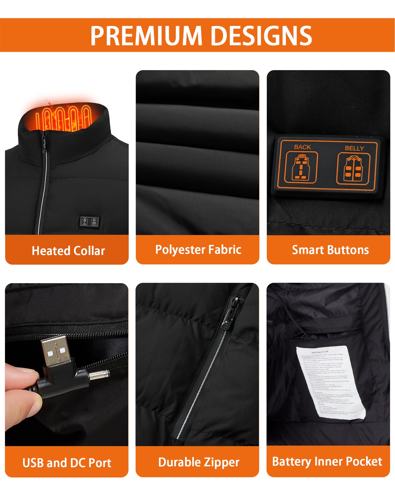 Gilet riscaldato per uomo e donna: giacca termica elettrica con batteria – unisex invernale leggero gilet riscaldante con 15 zone di riscaldamento per escursioni all'aperto caccia