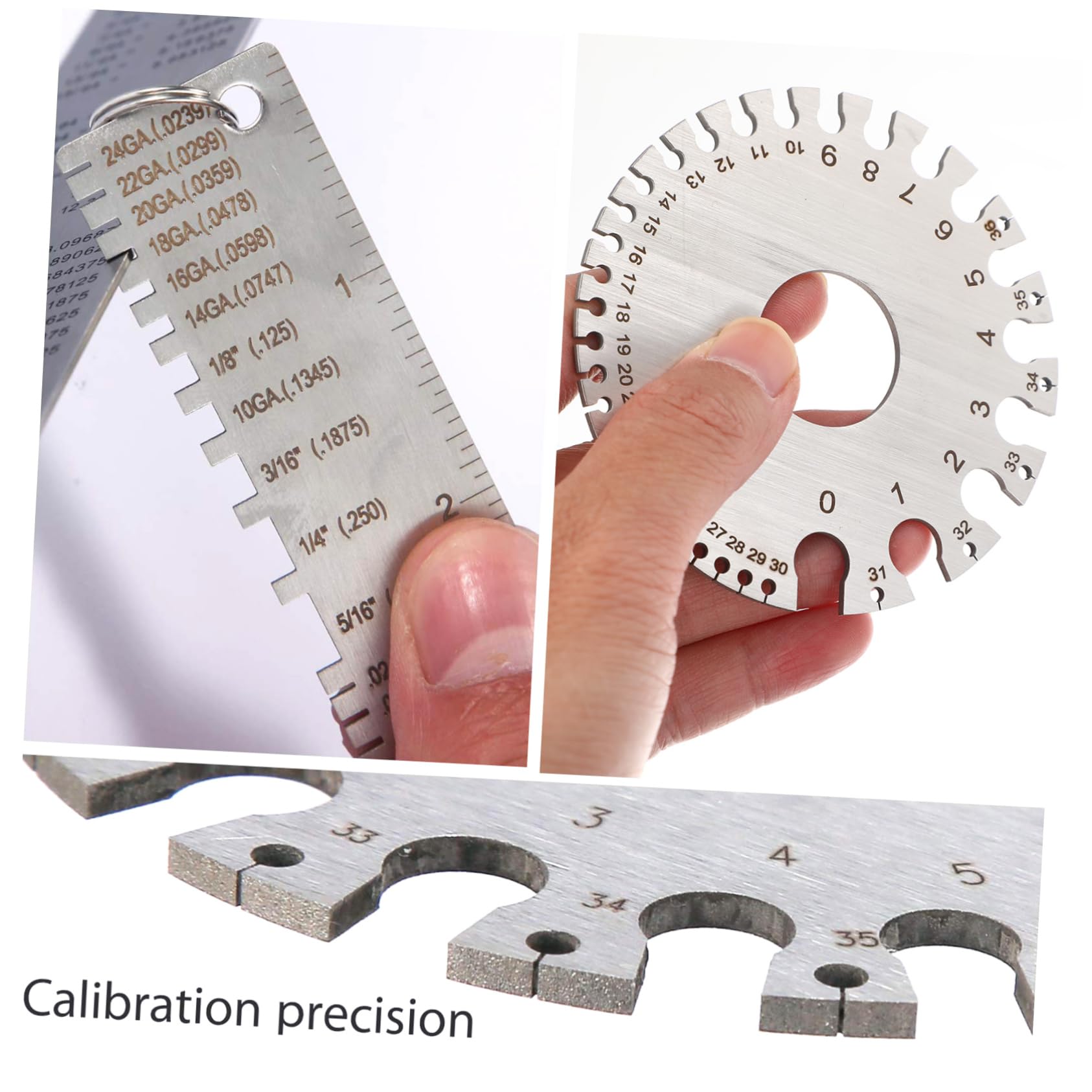 SOLUSTRE Accurate Metal Sheet Wire Size Measurement 3-Piece Stainless Steel Welding Gauge Set Thickness Gauge Wet Film Comb