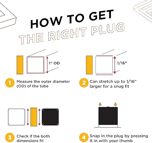 Miniatura 3 de Made in USA Prescott Plastics - Tapa cuadrada de vinilo negro de 1 pulgada, cubierta de goma flexible para tubos de metal, valla, inserto deslizante