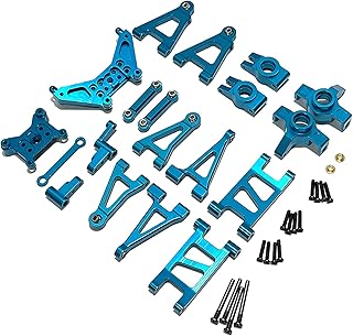 RWLZLB Compatible with Hyper Go RC Car Parts Kit, Metal Aluminum Alloy Upgraded Accessories with Shock Mount, Modification and Replacement Spare Parts for MJX 14301 14302 1/14 RC Truck (Blue)