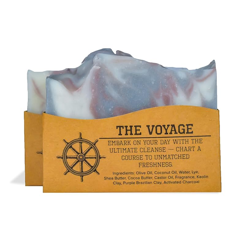 Sabonete em barra The Voyage Compass Soap Co com bergamota, sândalo e musk, sem parabenos e ftalatos, Pacote com 2
